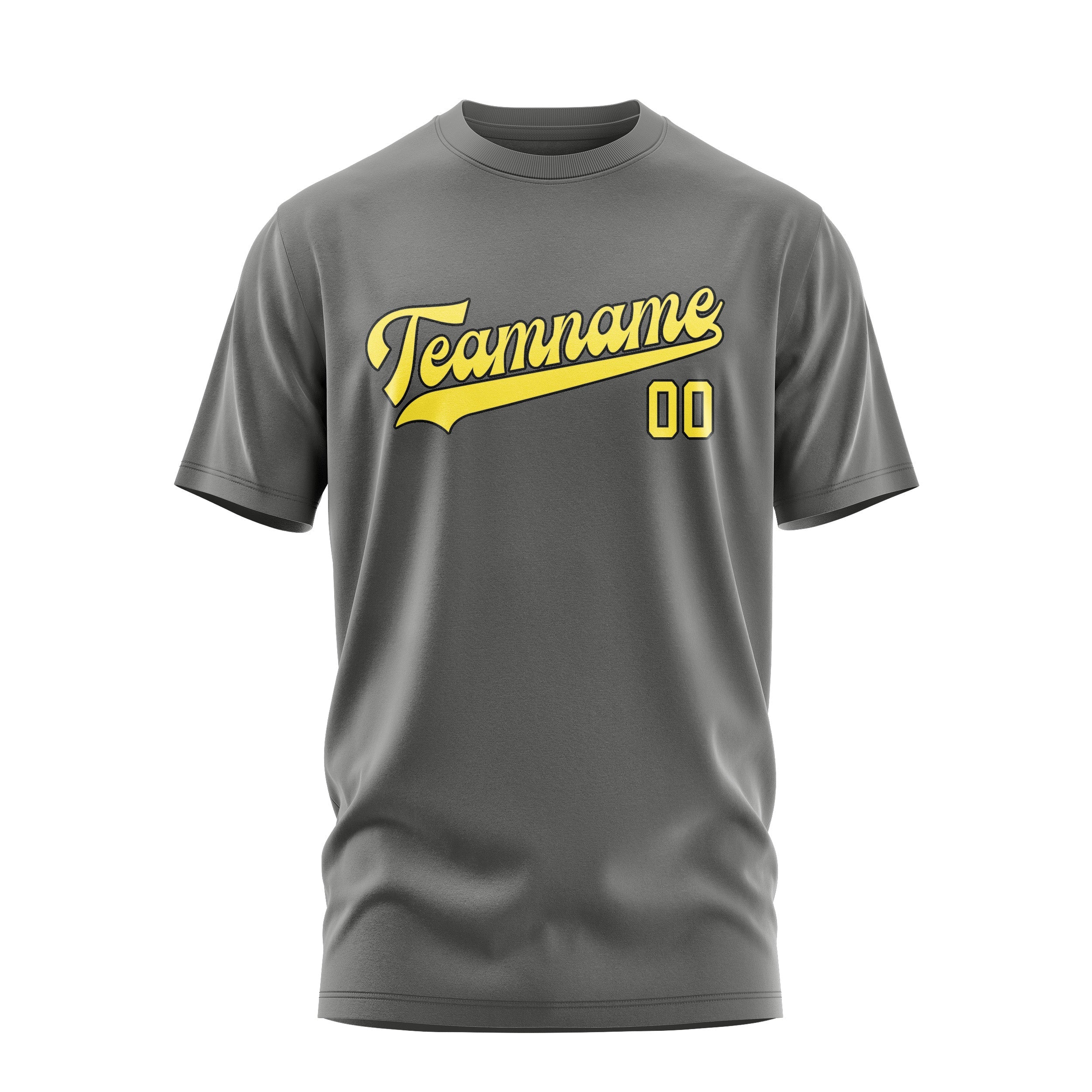Custom Dark Grey Light Yellow T-Shirt