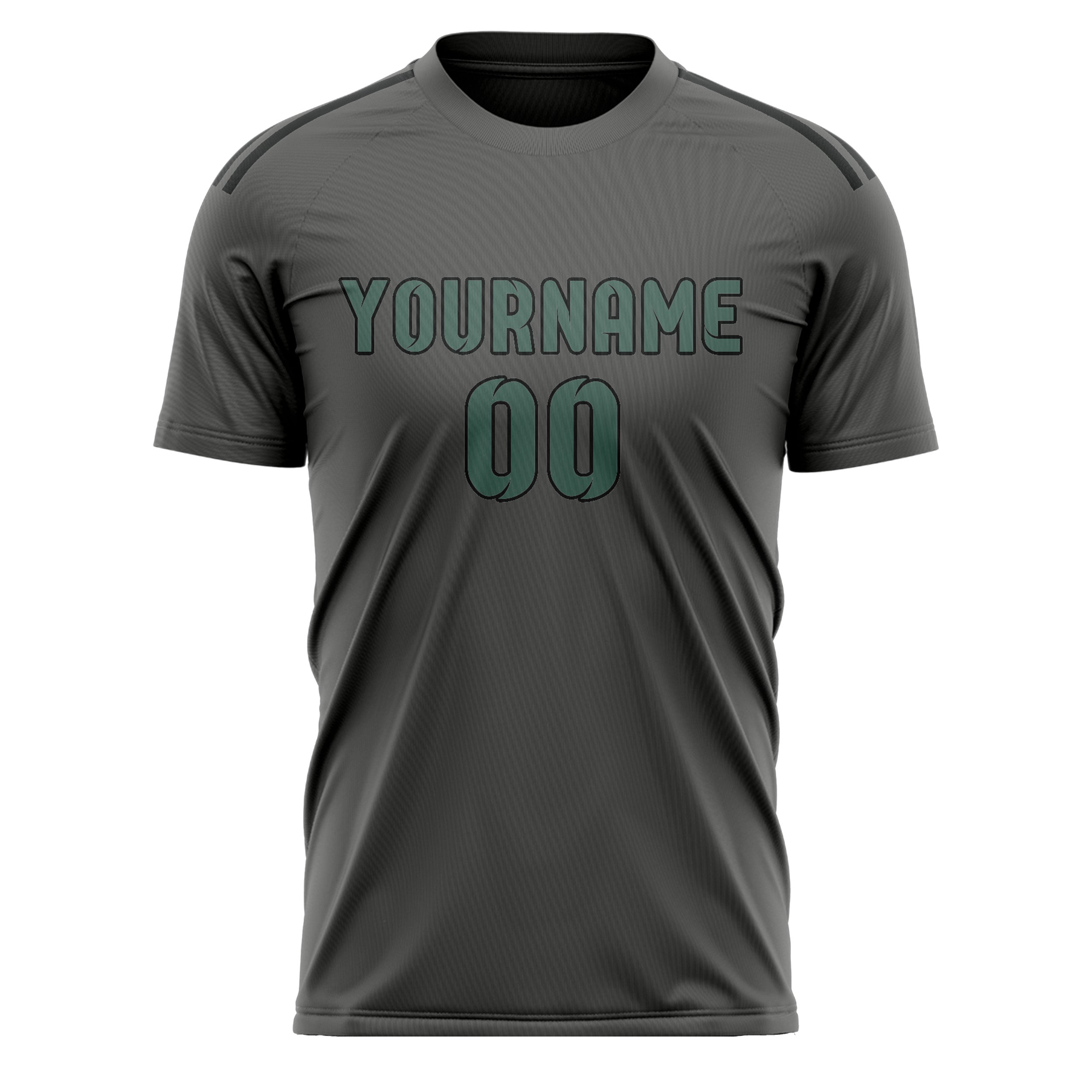 Custom Dark Grey Blue Green Soccer Jersey