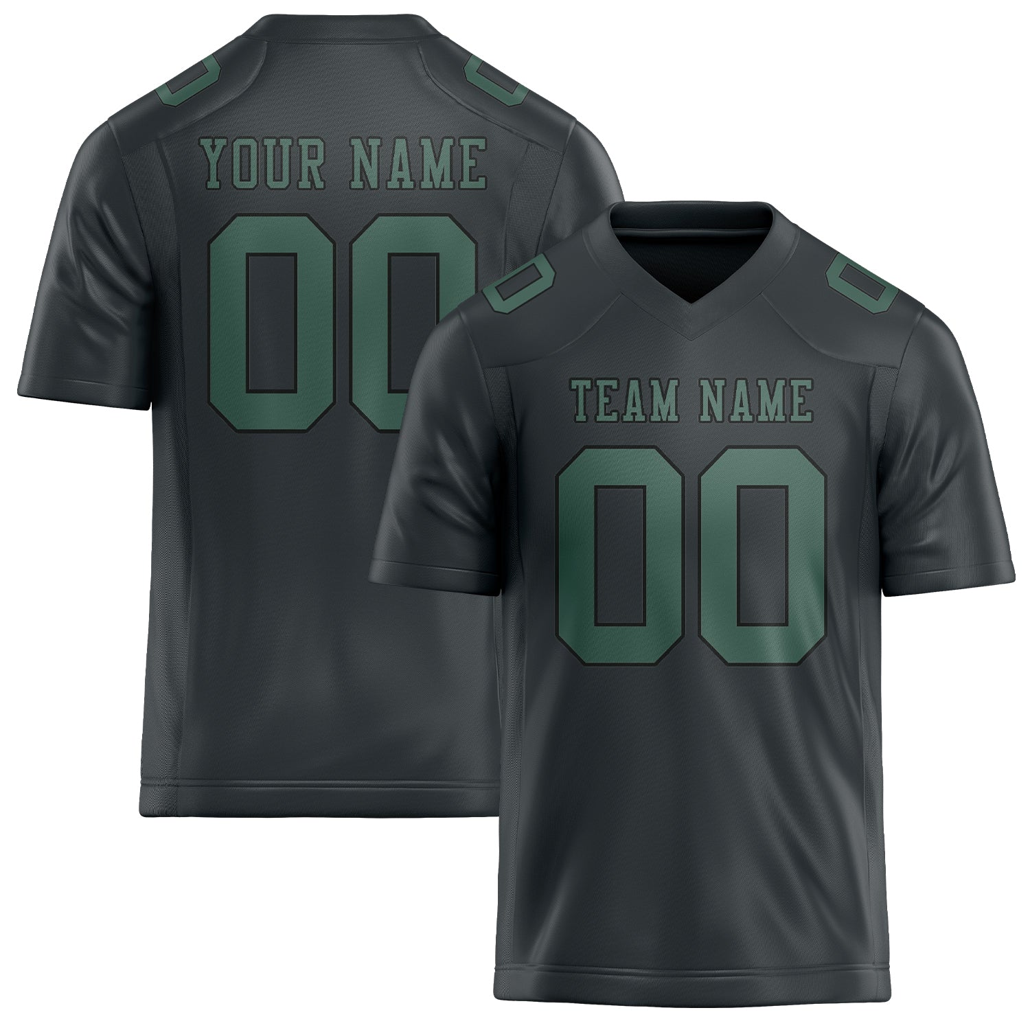 Custom Dark Grey Blue Green Football Jersey