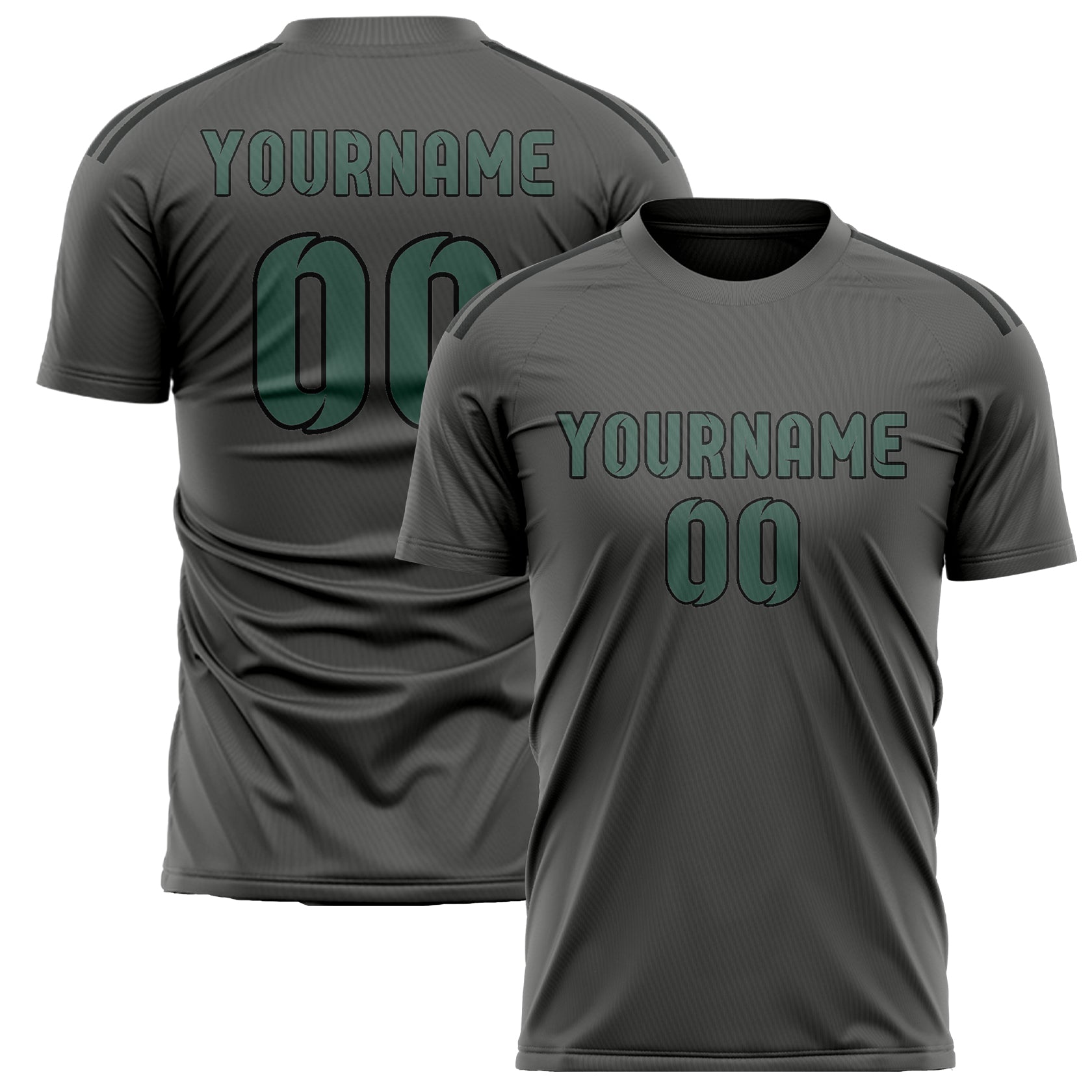 Custom Dark Grey Blue Green Soccer Jersey