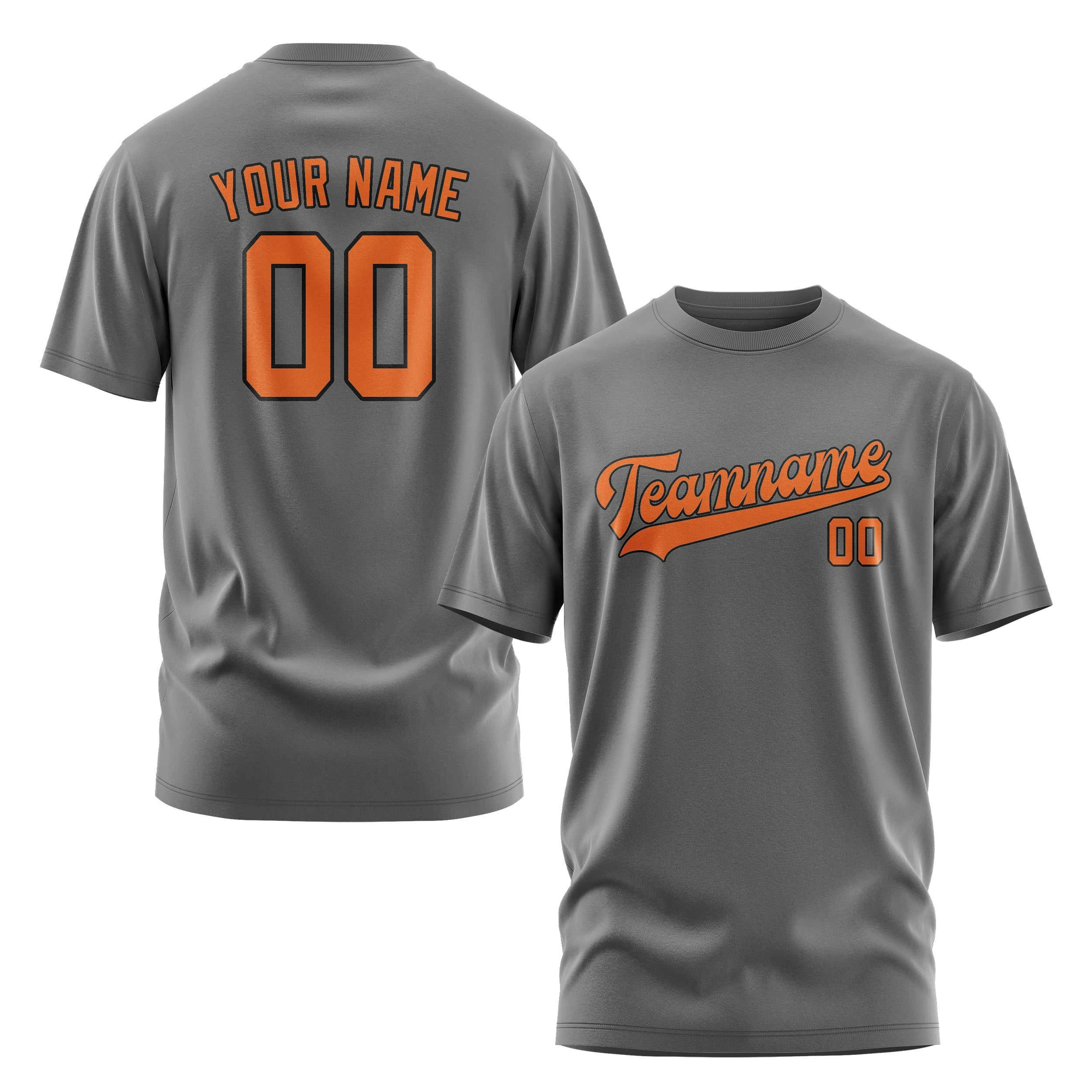Custom Dark Grey Orange T-Shirt