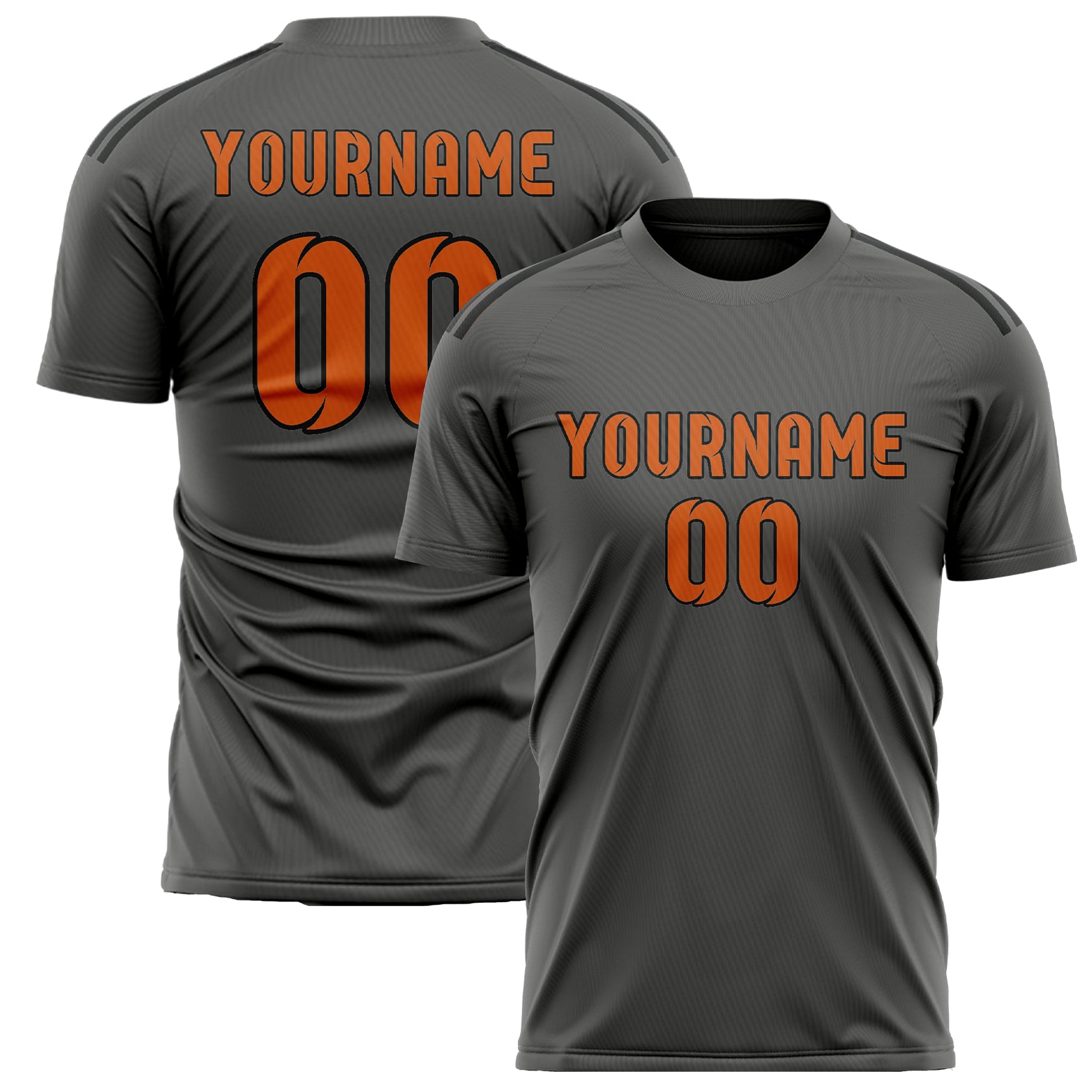 Custom Dark Grey Orange Soccer Jersey