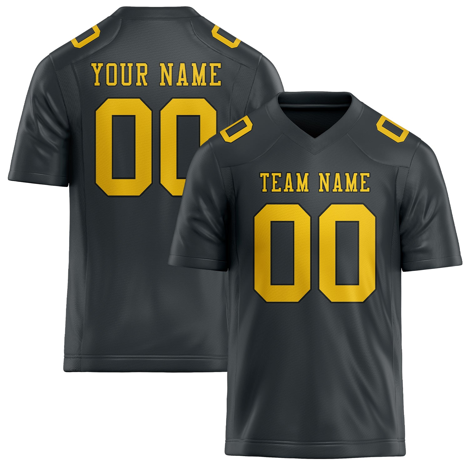 Custom Dark Grey Gold Football Jersey