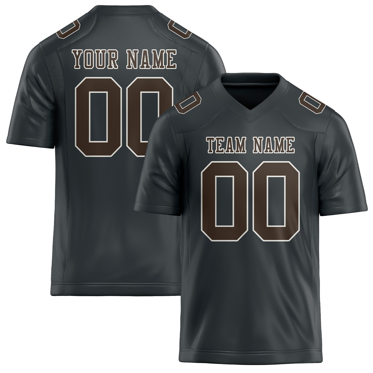 Custom Dark Grey Brown Football Jersey