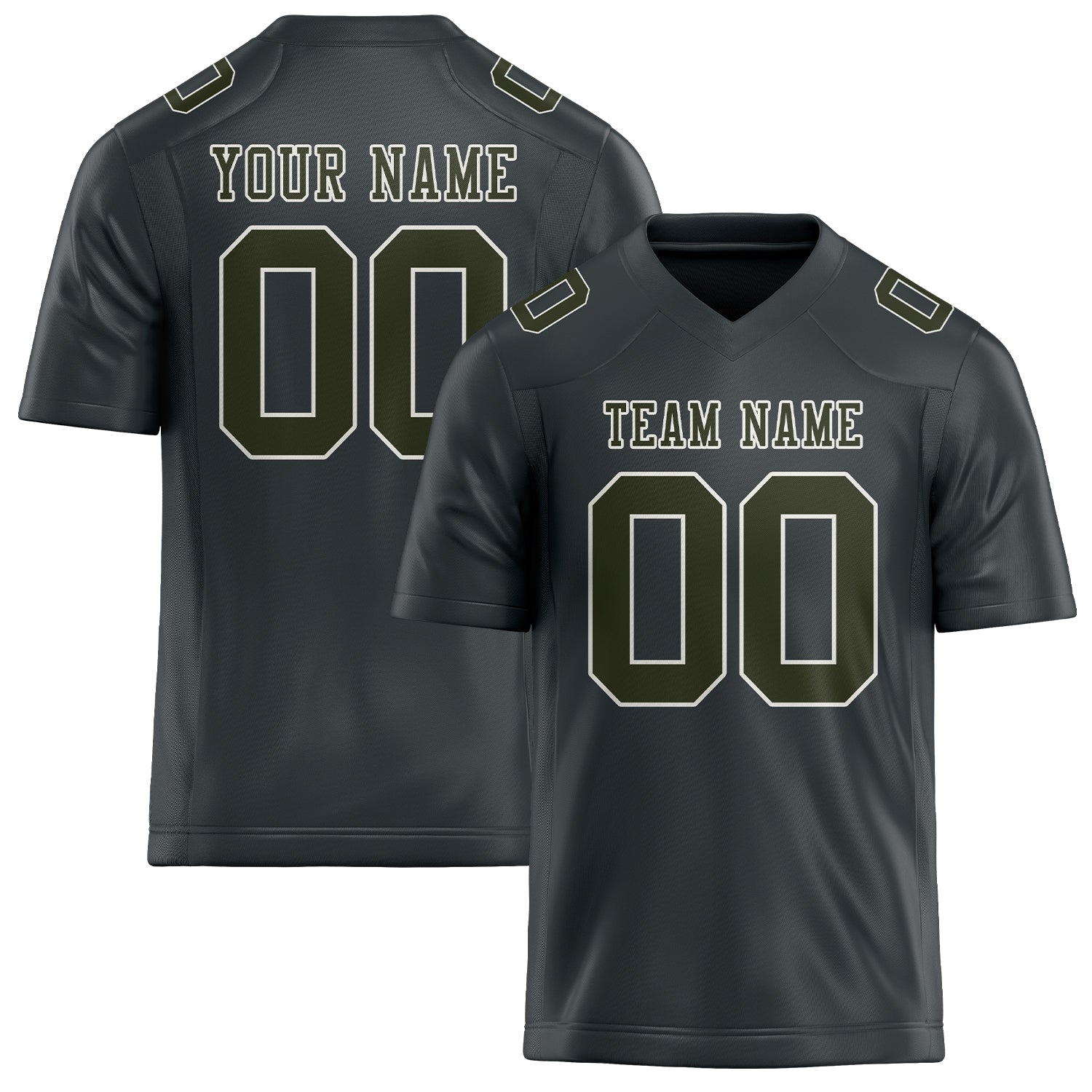 Custom Dark Grey Olive Football Jersey