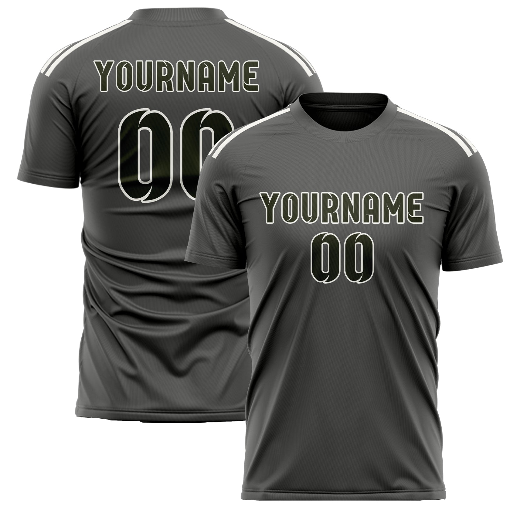 Custom Dark Grey Olive Soccer Jersey