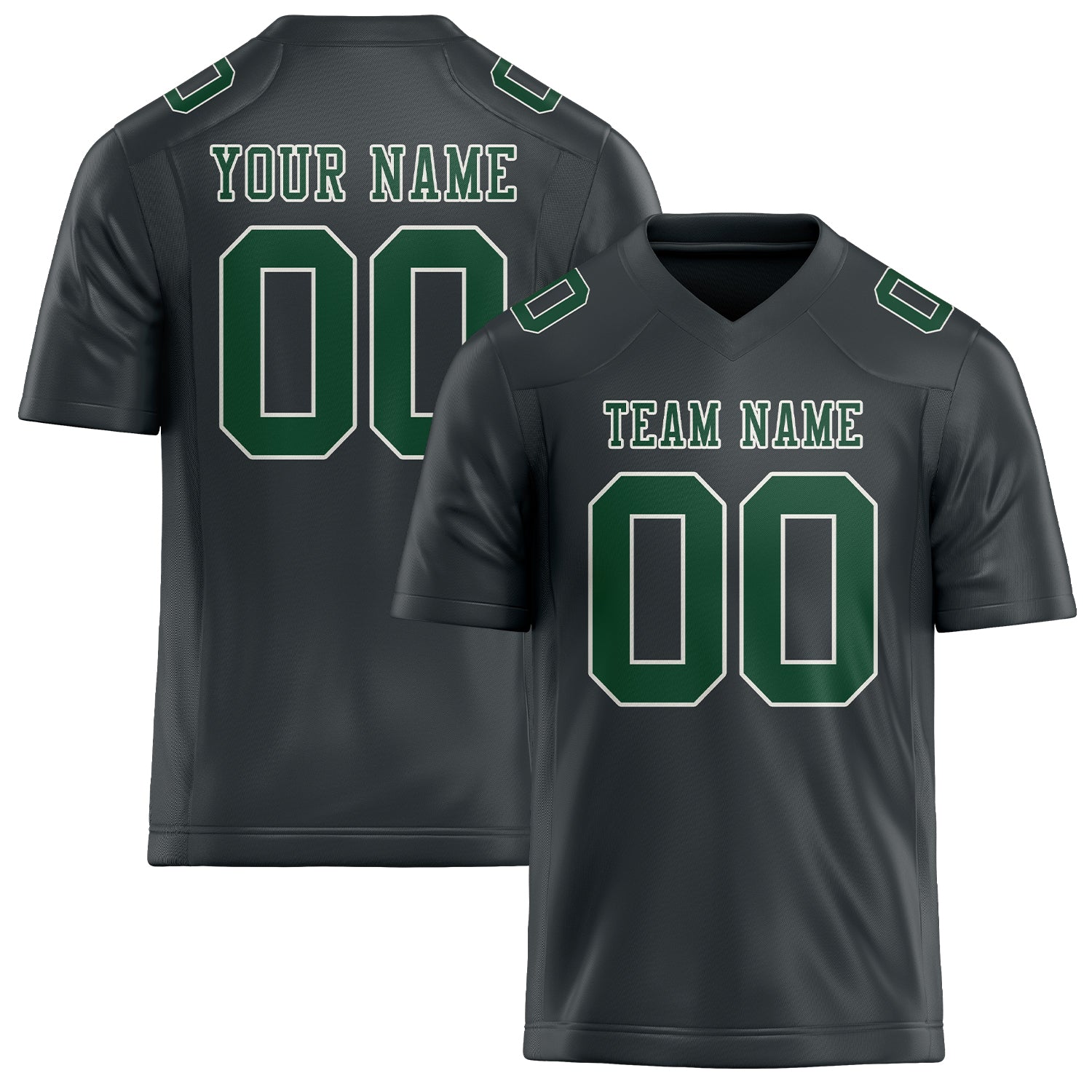 Custom Dark Grey Green Football Jersey