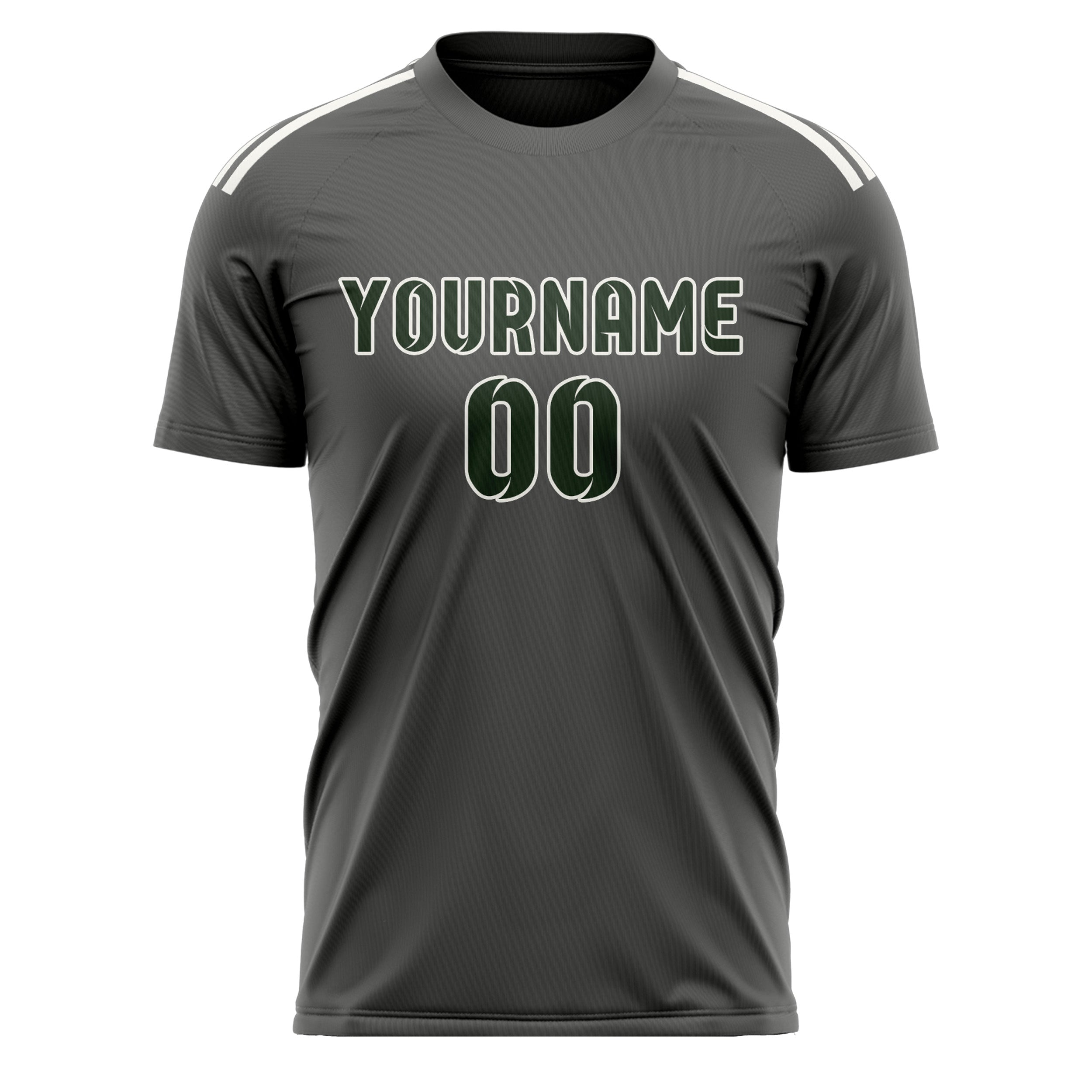 Custom Dark Grey Dark Green Soccer Jersey