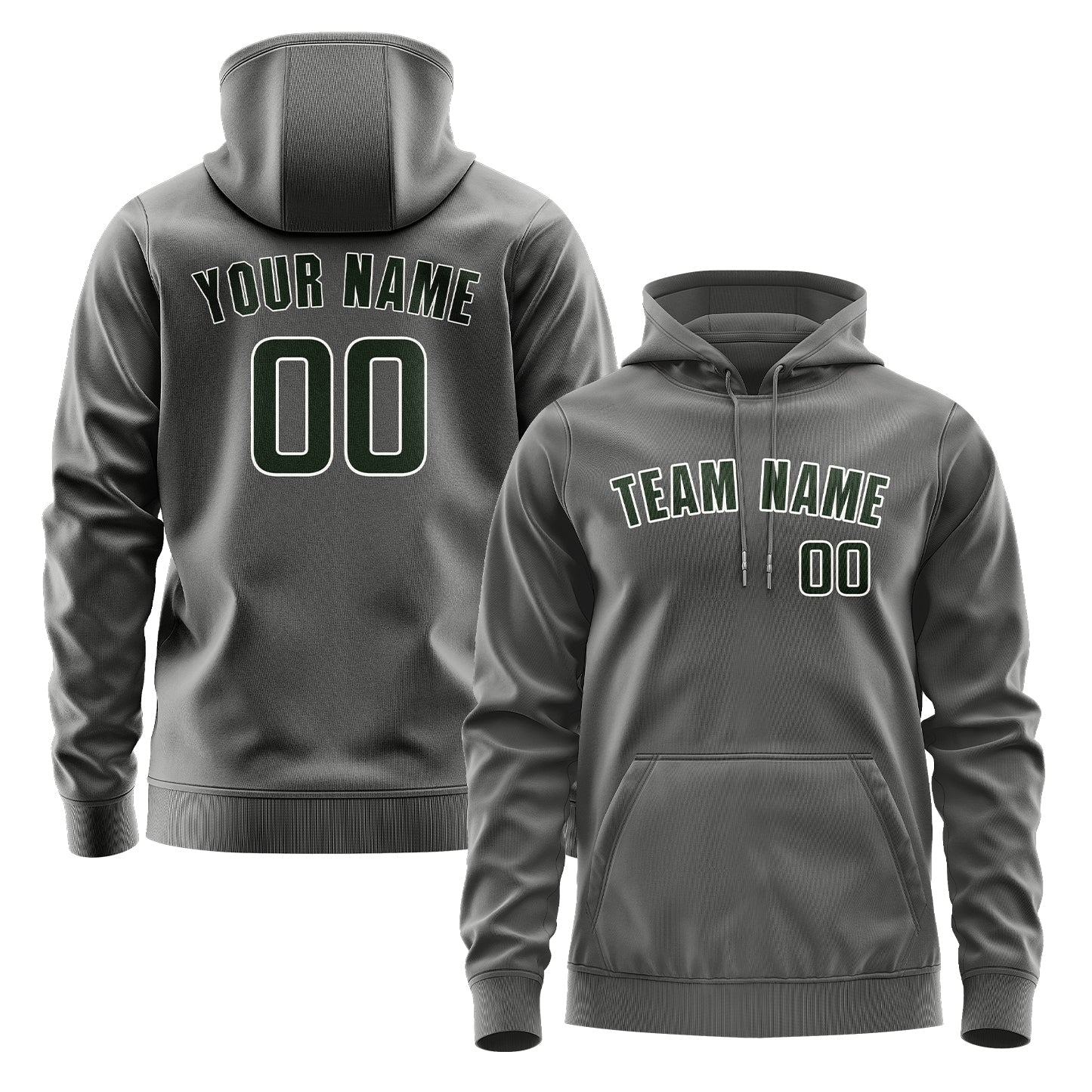 Custom Dark Grey Dark Green Hoodie