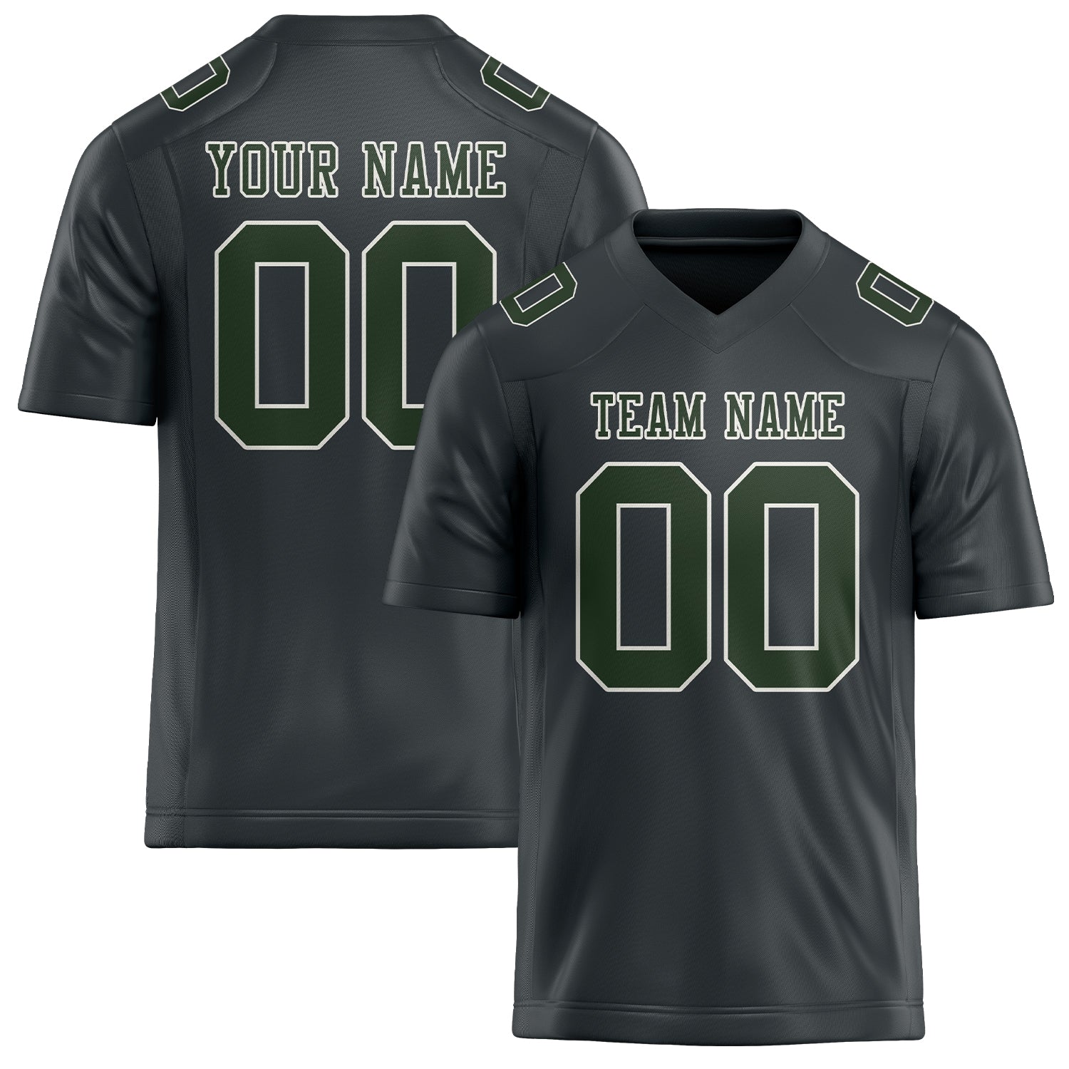 Custom Dark Grey Dark Green Football Jersey