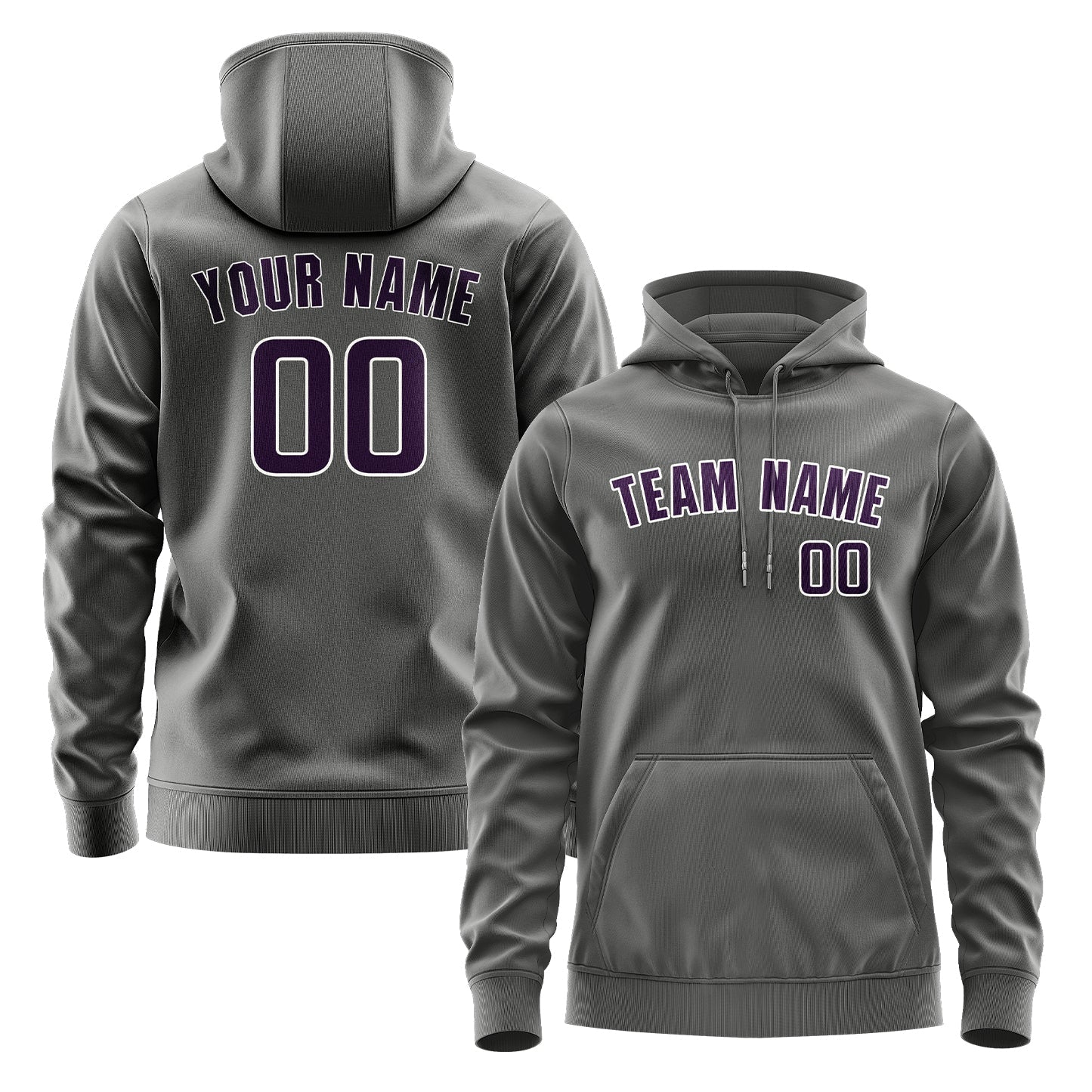 Custom Dark Grey Purple Hoodie
