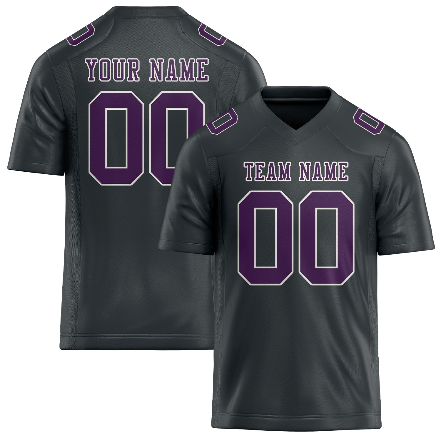 Custom Dark Grey Purple Football Jersey