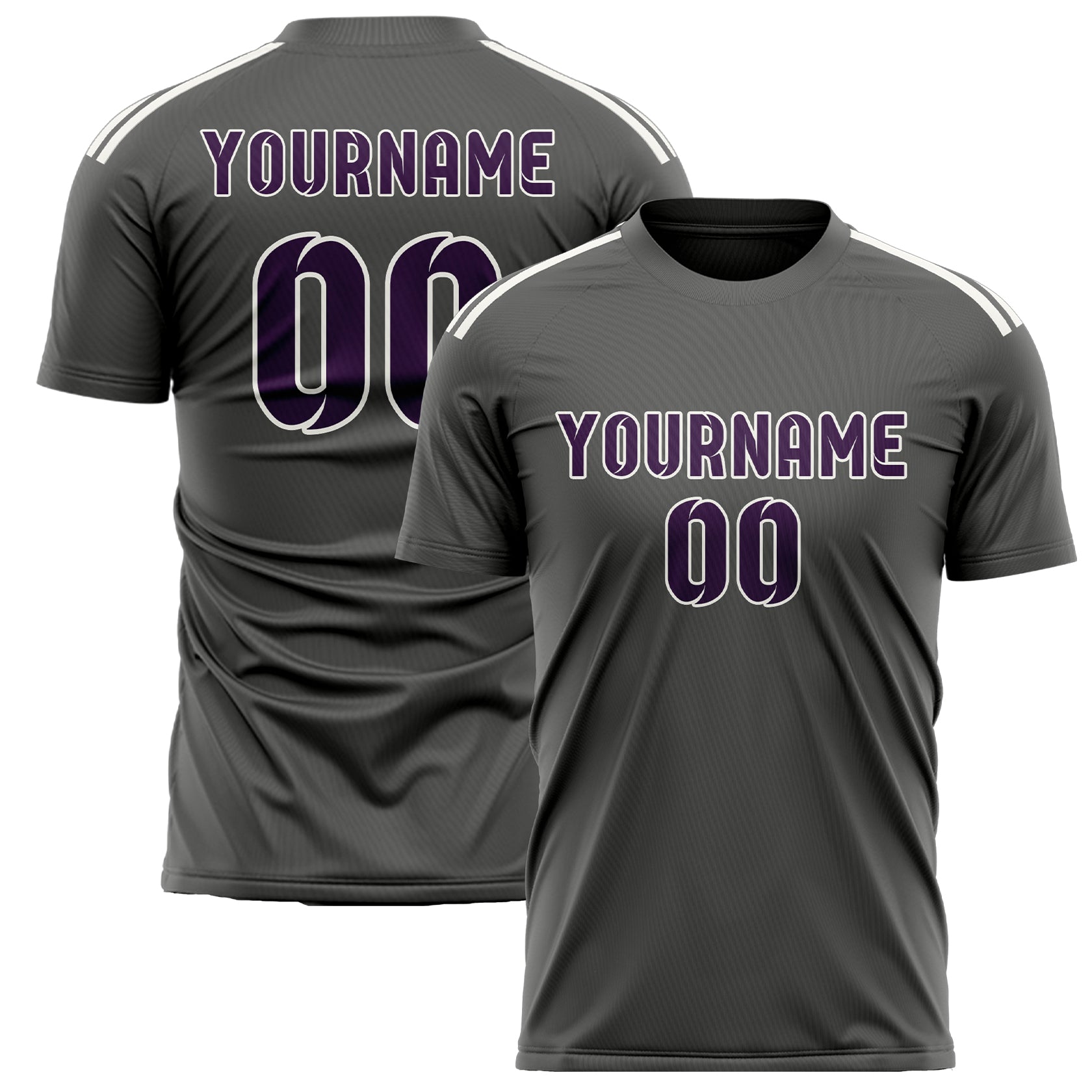 Custom Dark Grey Purple Soccer Jersey