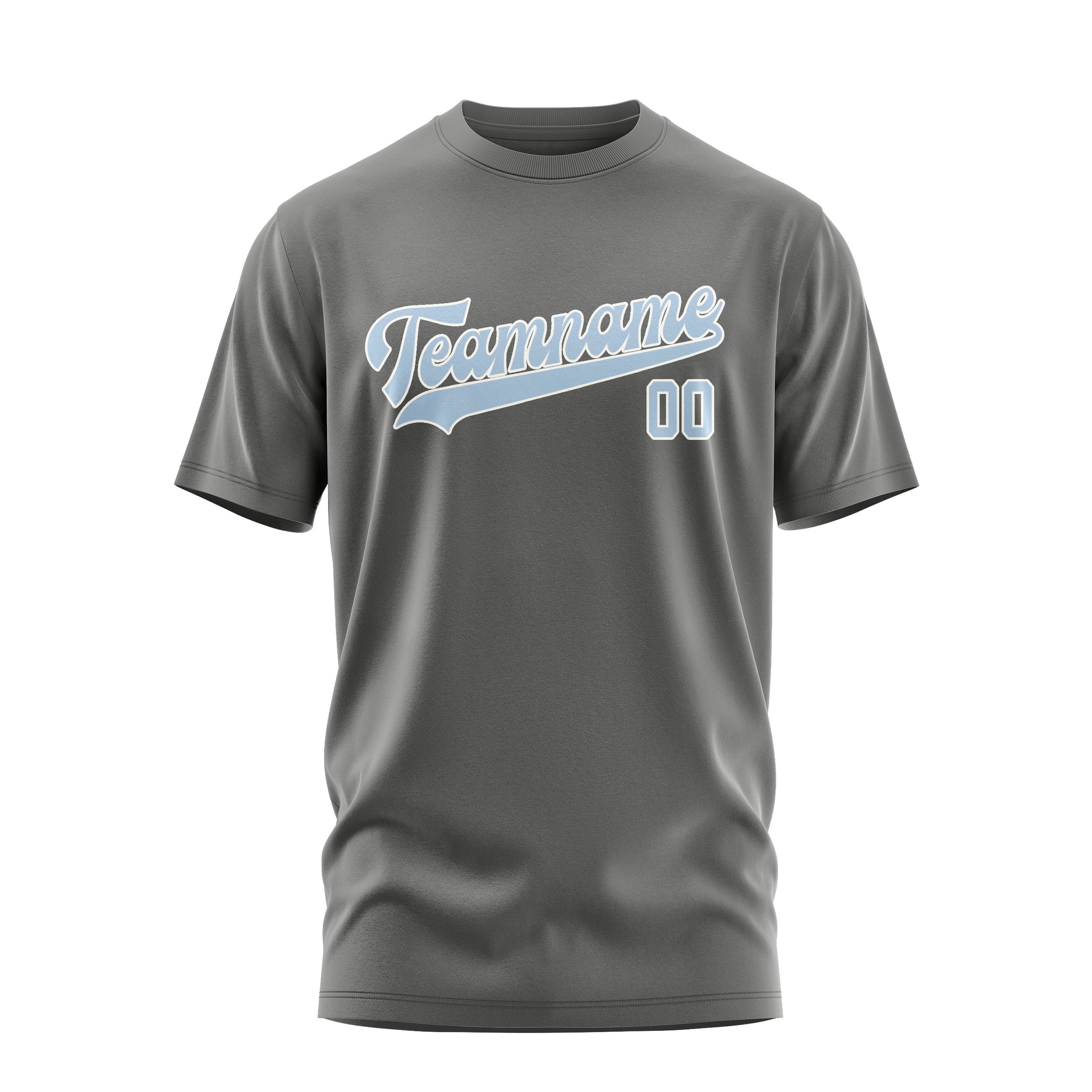 Custom Dark Grey Light Blue T-Shirt