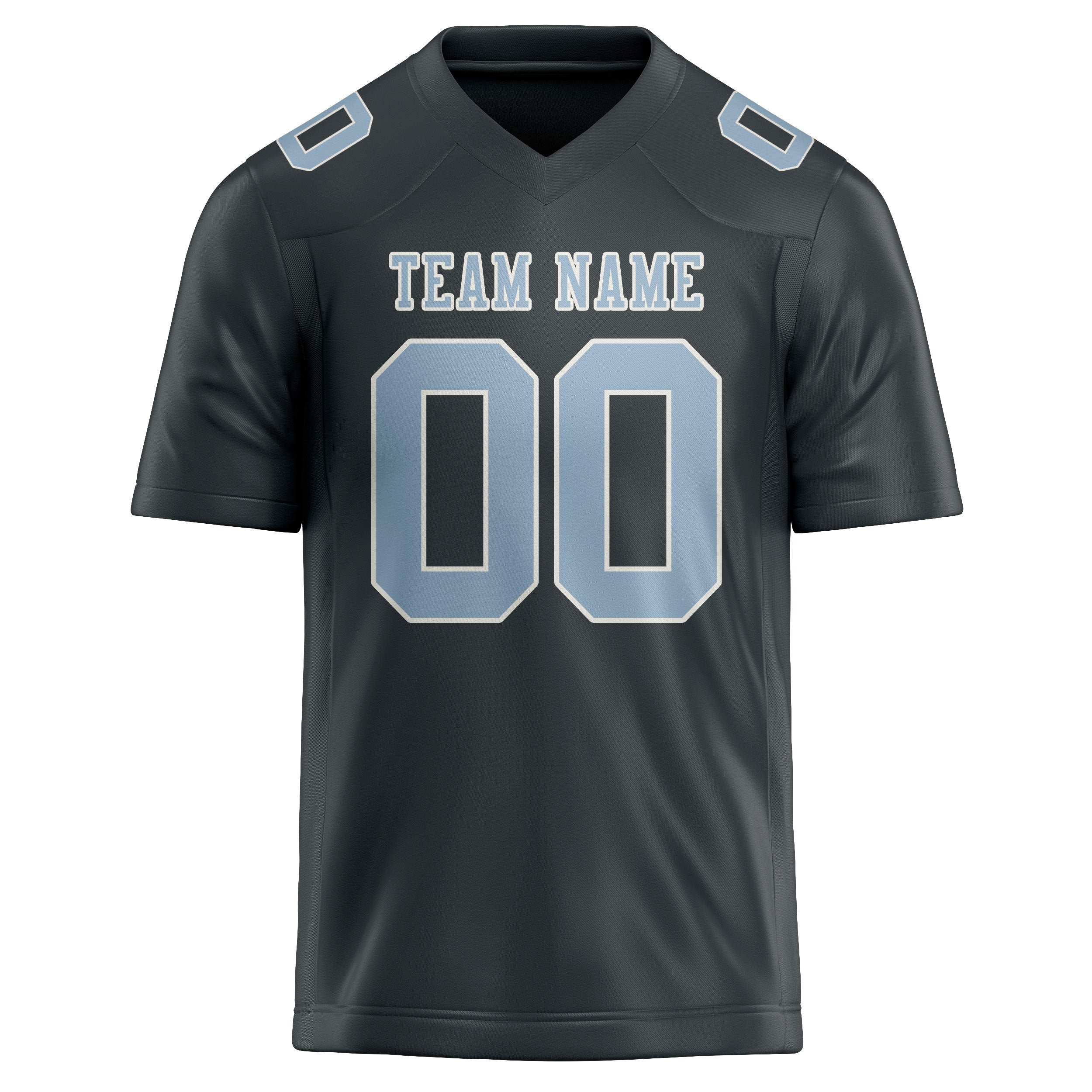 Custom Dark Grey Light Blue Football Jersey