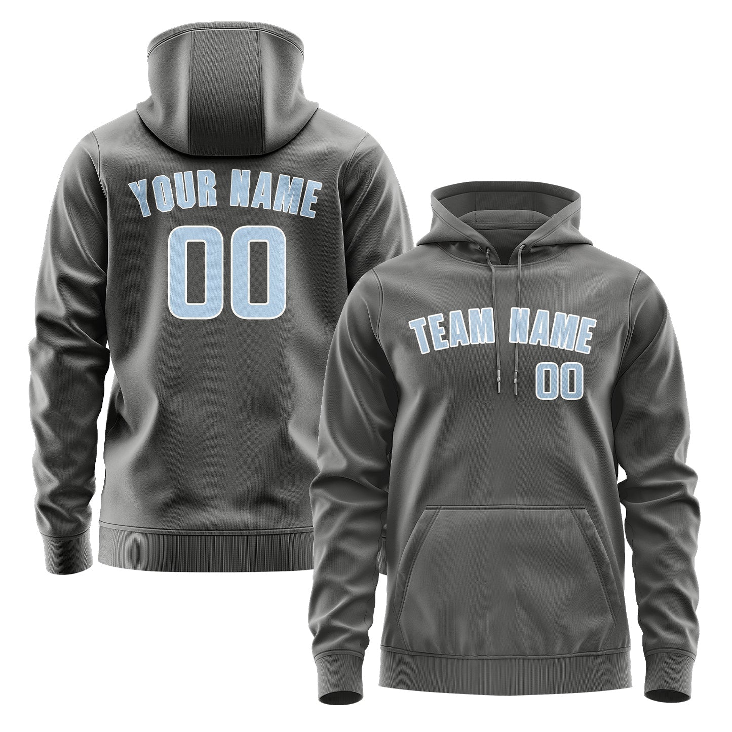 Custom Dark Grey Light Blue Hoodie