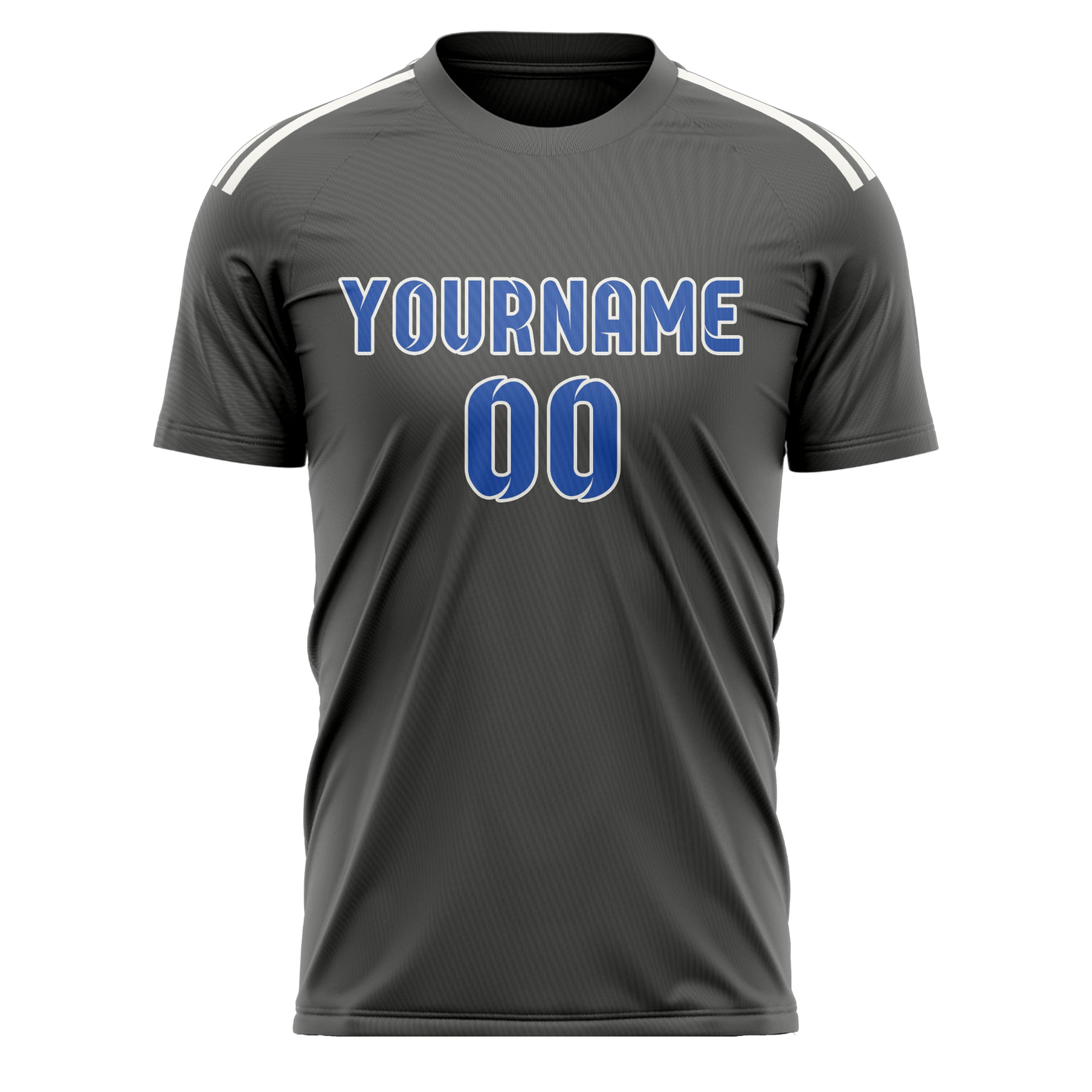 Custom Dark Grey Sky Blue Soccer Jersey