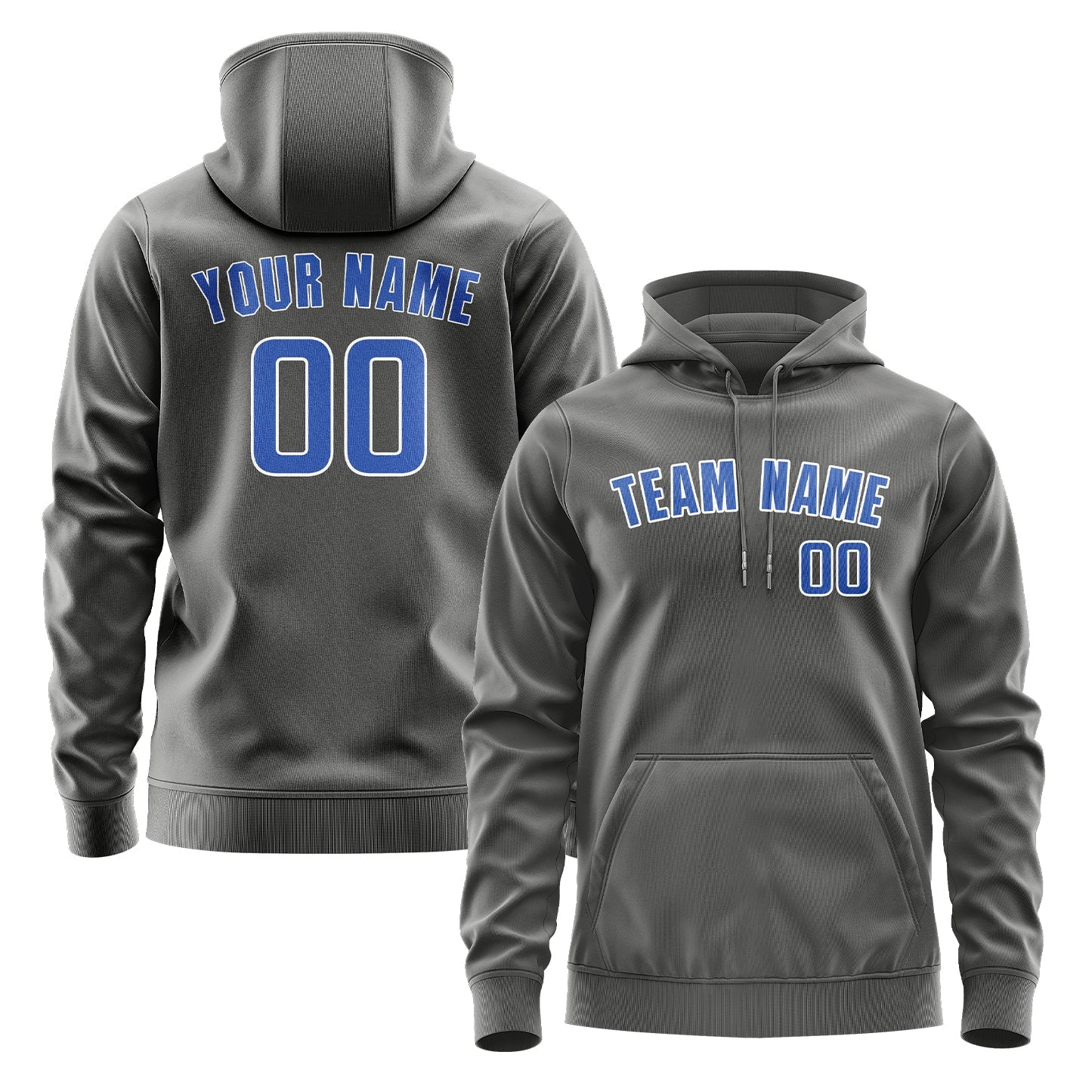 Custom Dark Grey Sky Blue Hoodie