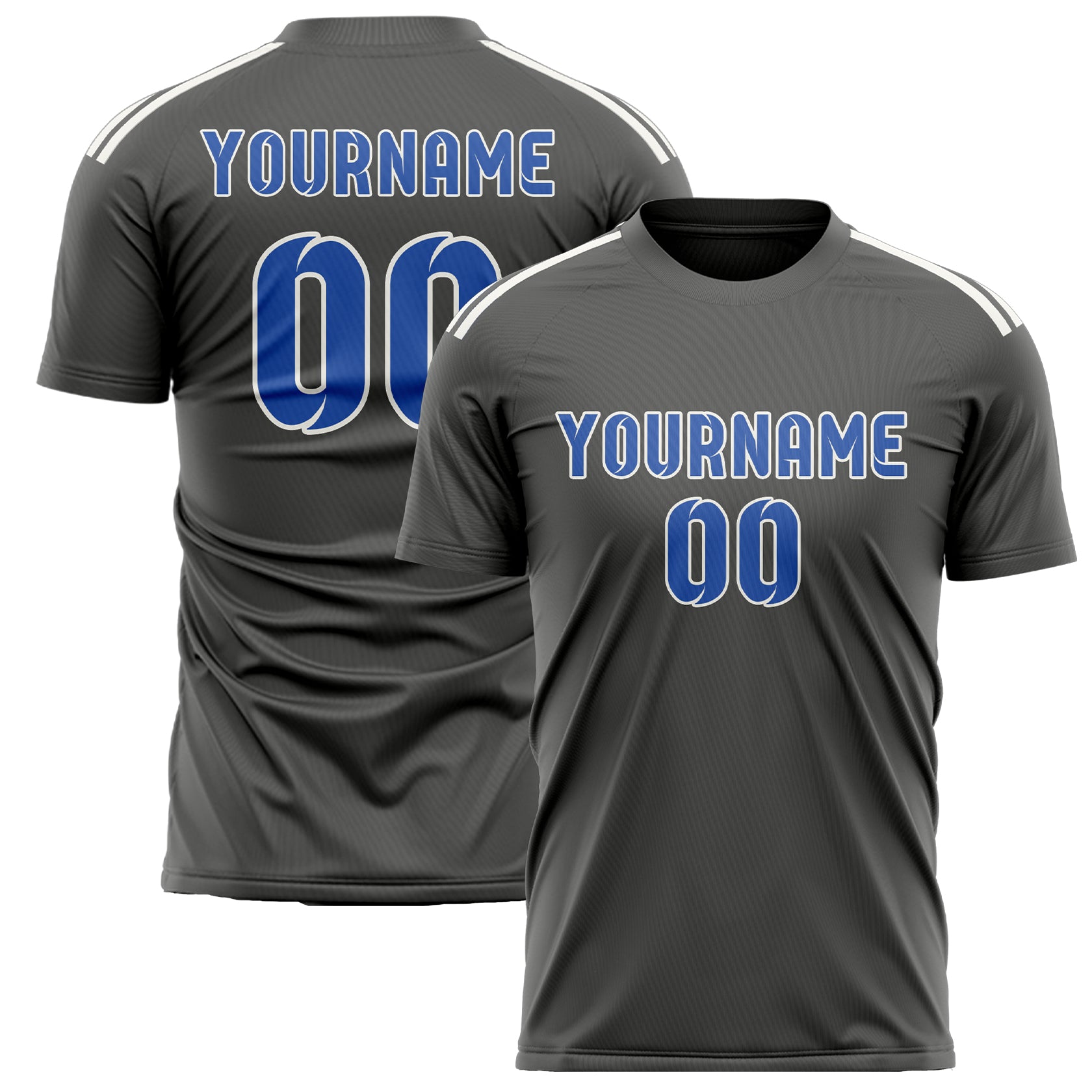 Custom Dark Grey Sky Blue Soccer Jersey