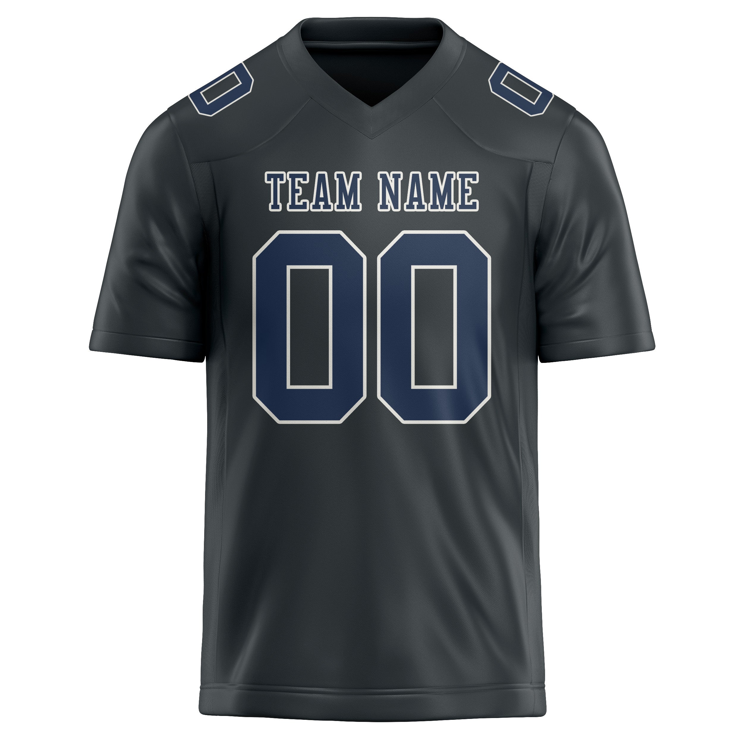 Custom Dark Grey Blue Football Jersey