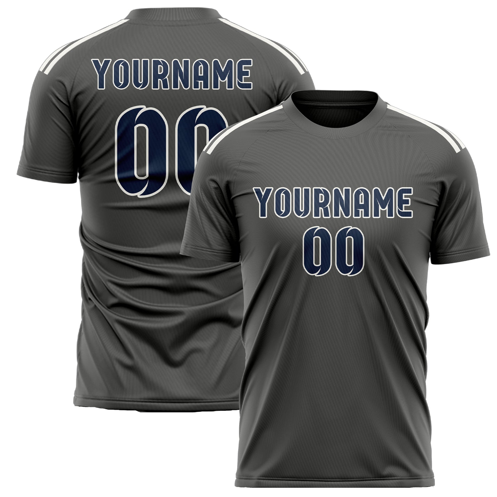 Custom Dark Grey Blue Soccer Jersey