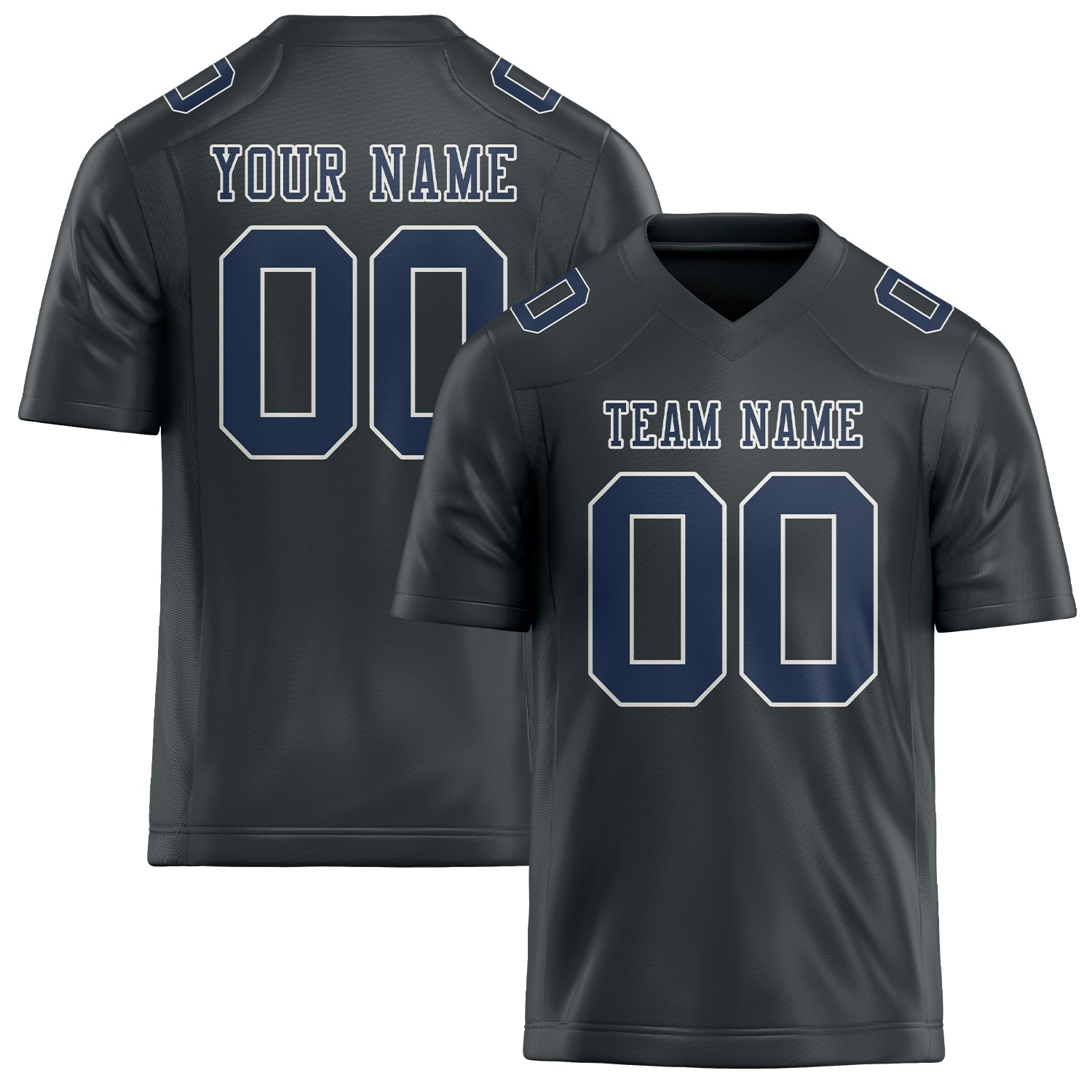 Custom Dark Grey Blue Football Jersey