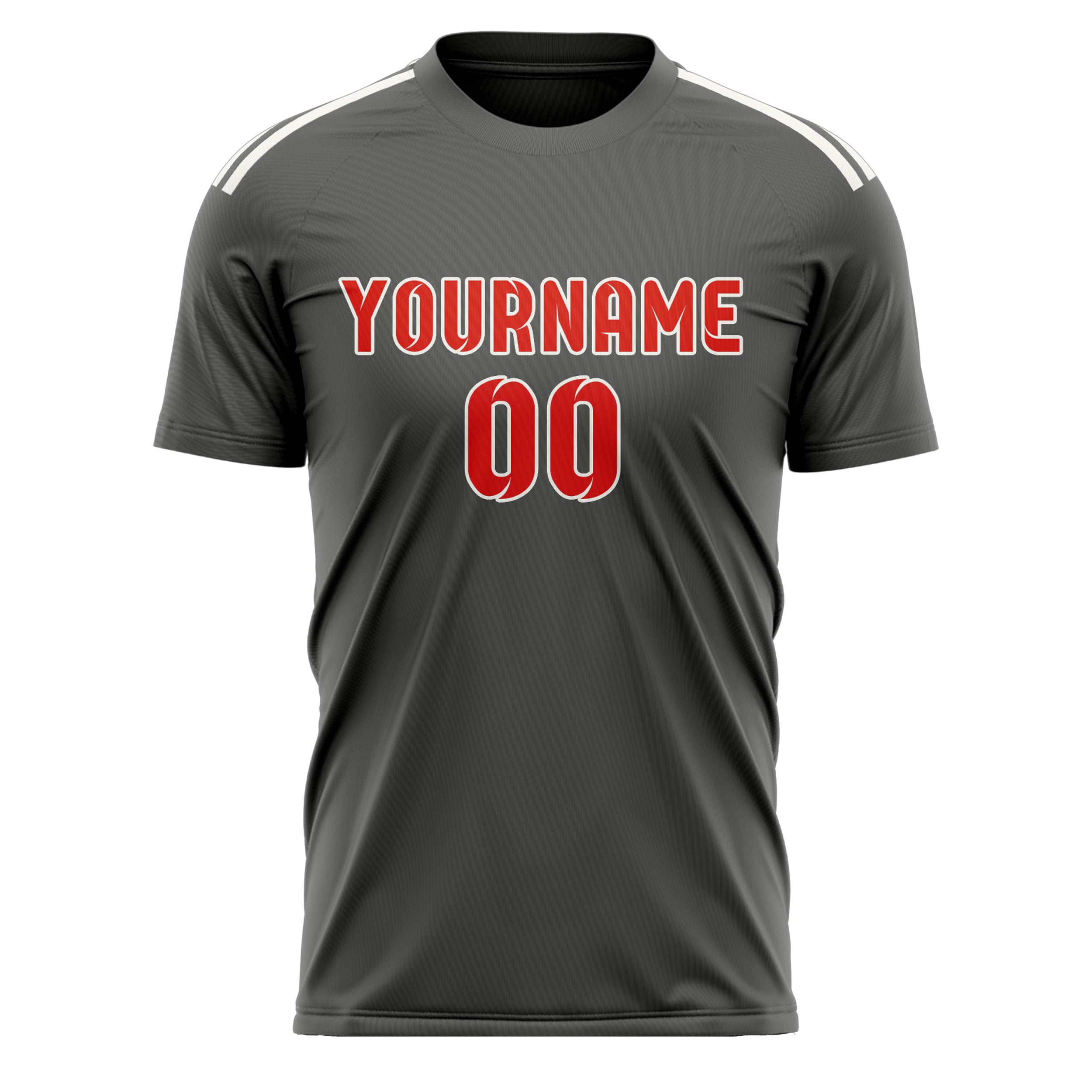 Custom Dark Grey Orange Red Soccer Jersey