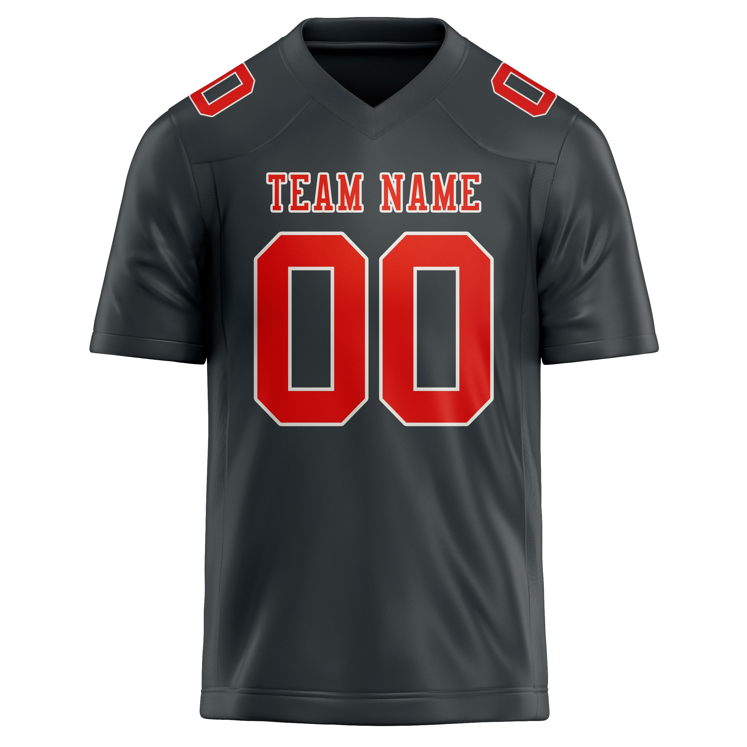 Custom Dark Grey Orange Red Football Jersey