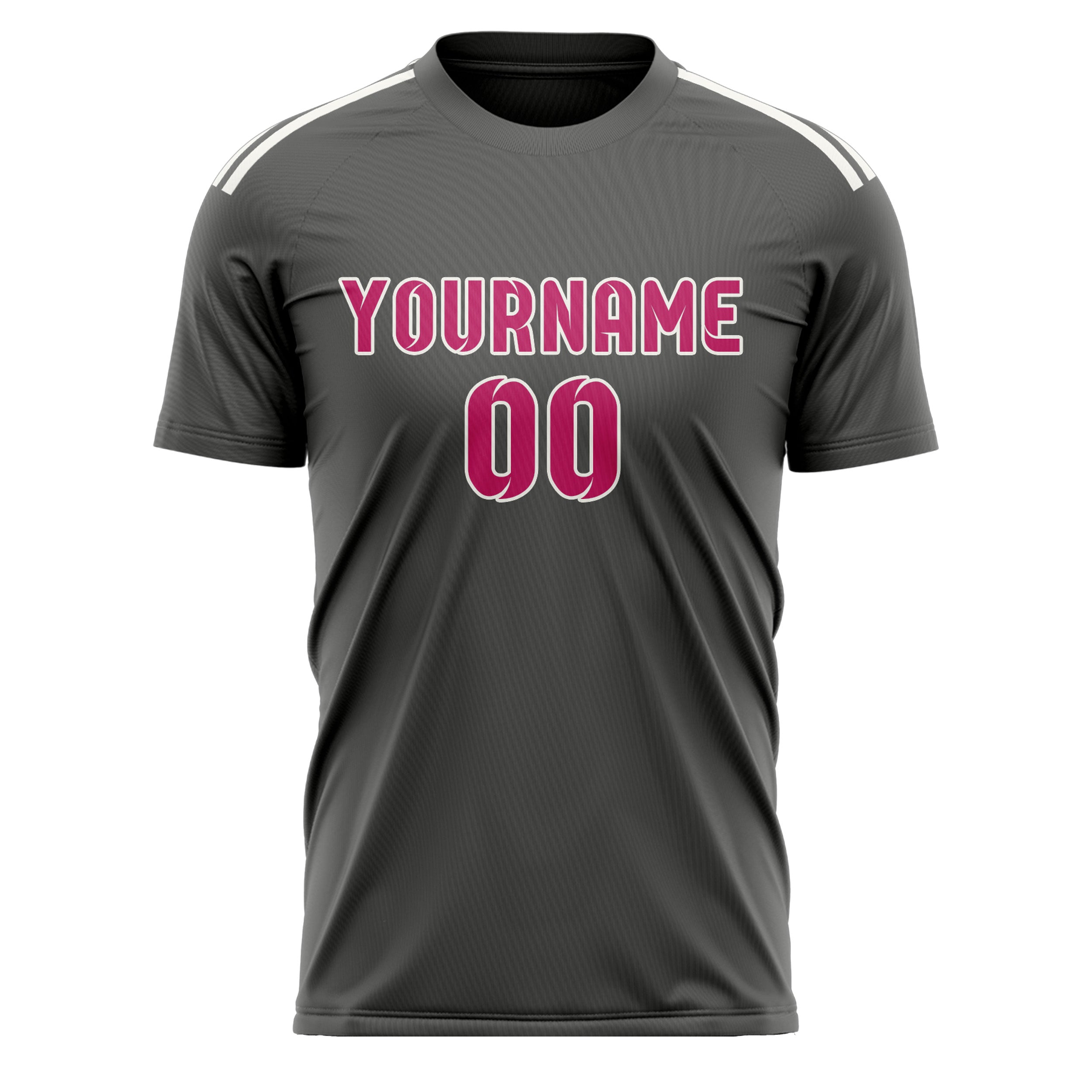 Custom Dark Grey Pink Soccer Jersey