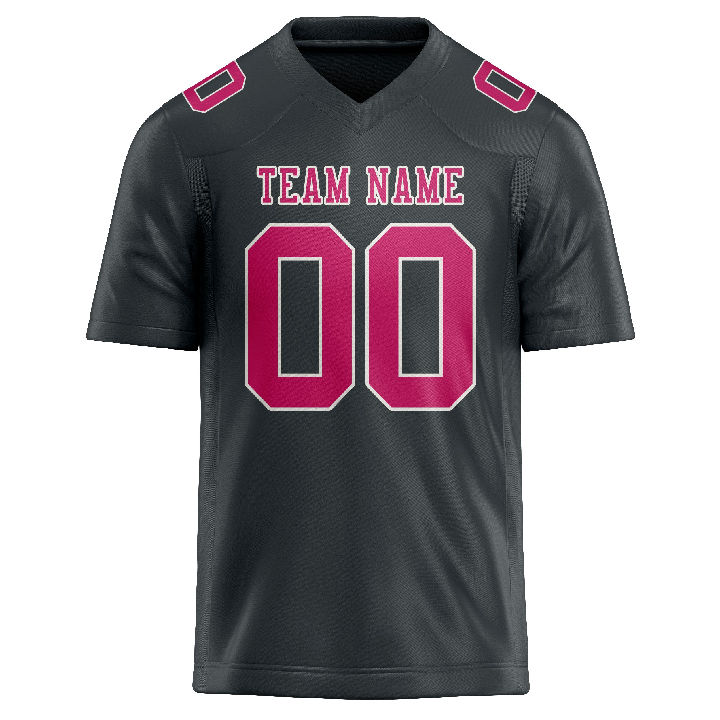 Custom Dark Grey Pink Football Jersey