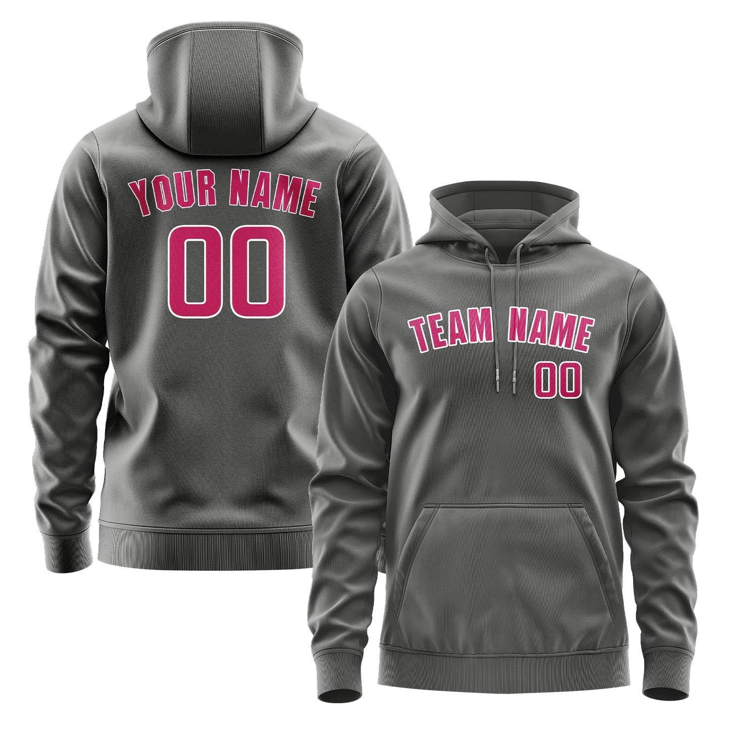 Custom Dark Grey Pink Hoodie