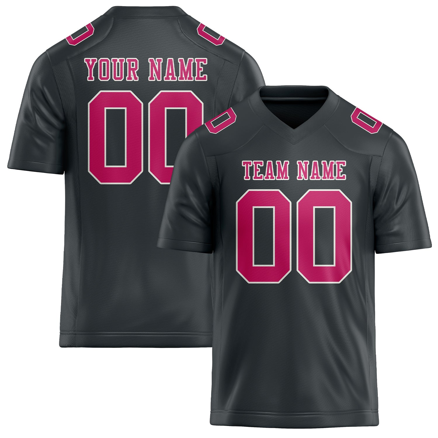 Custom Dark Grey Pink Football Jersey