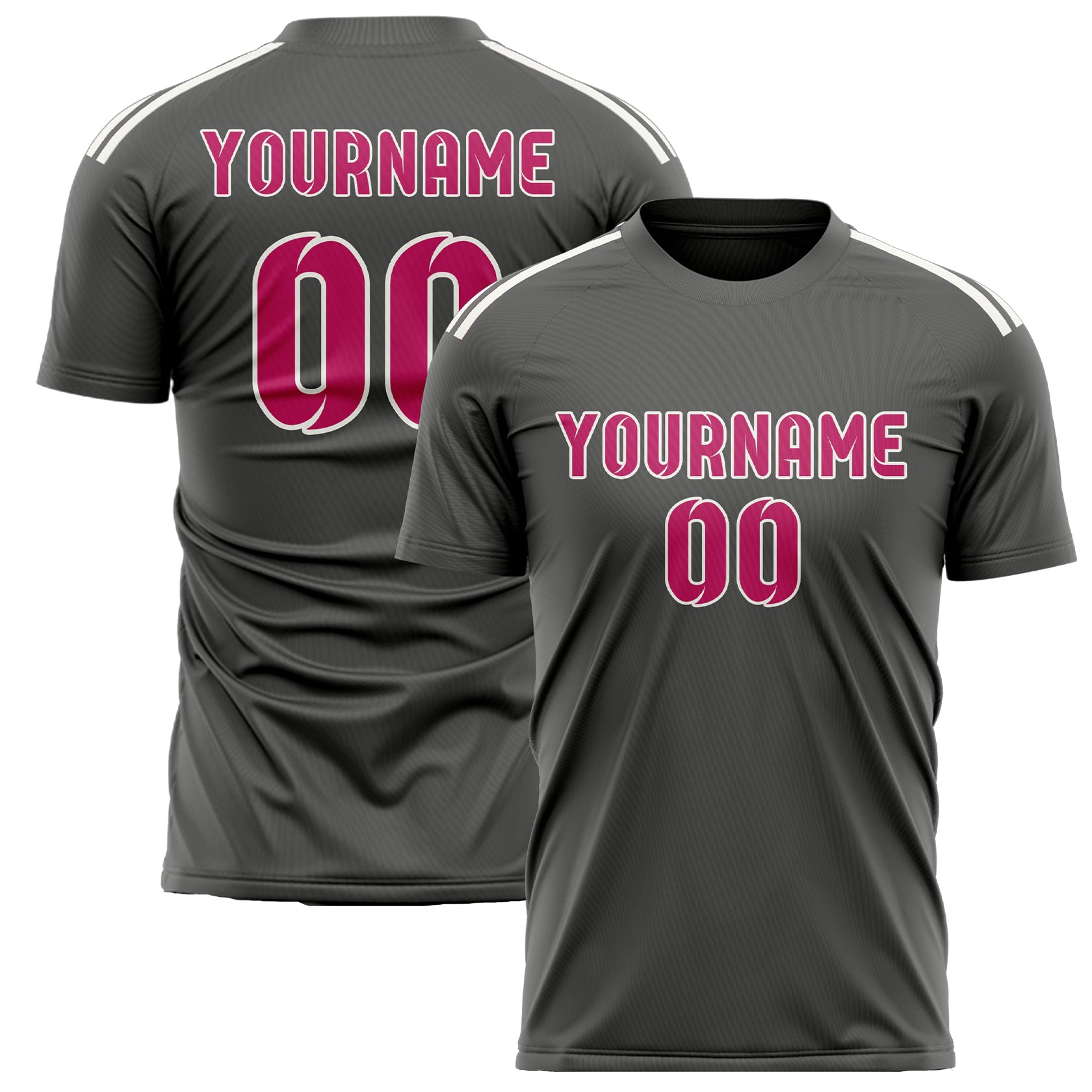 Custom Dark Grey Pink Soccer Jersey
