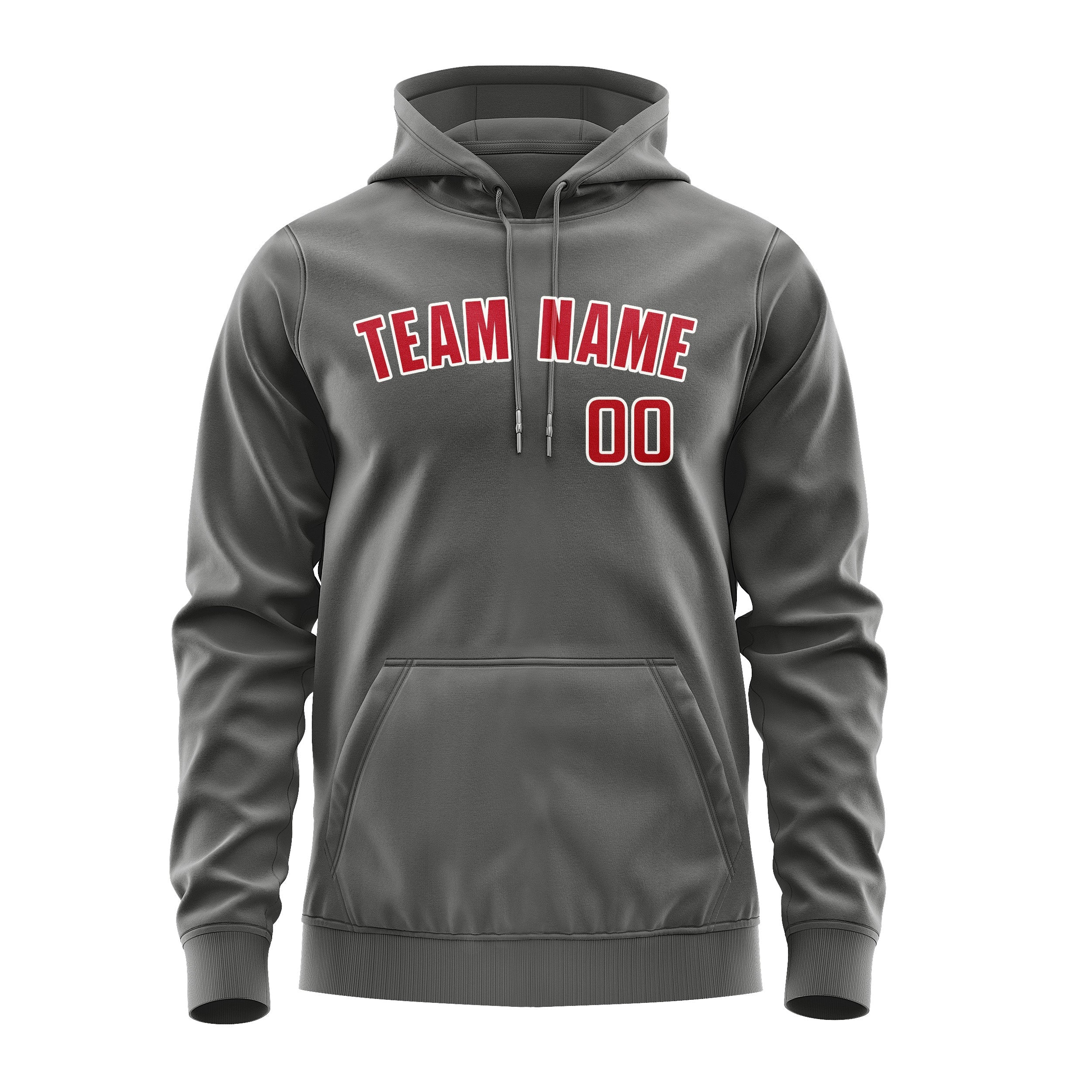 Custom Dark Grey Red Hoodie