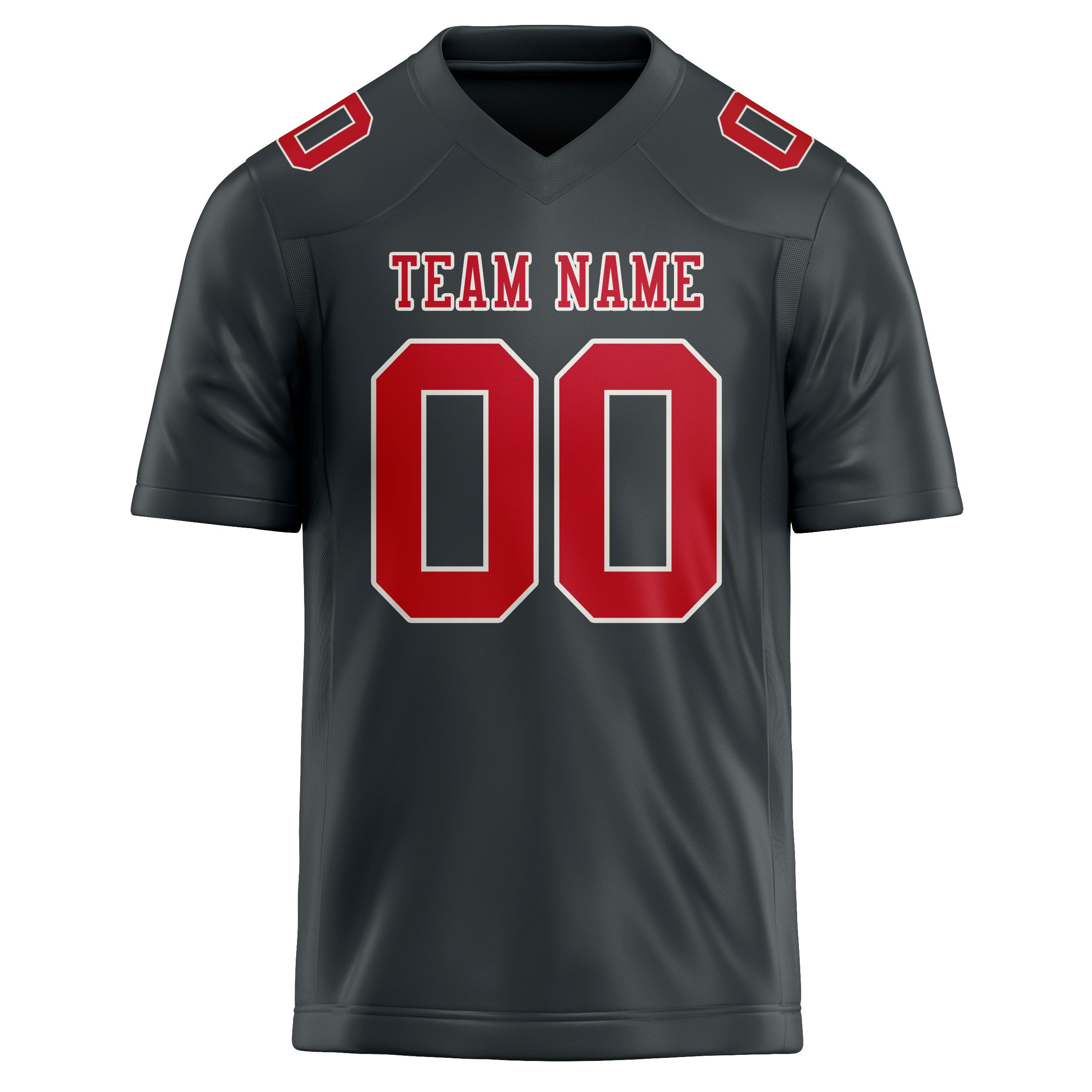 Custom Dark Grey Red Football Jersey