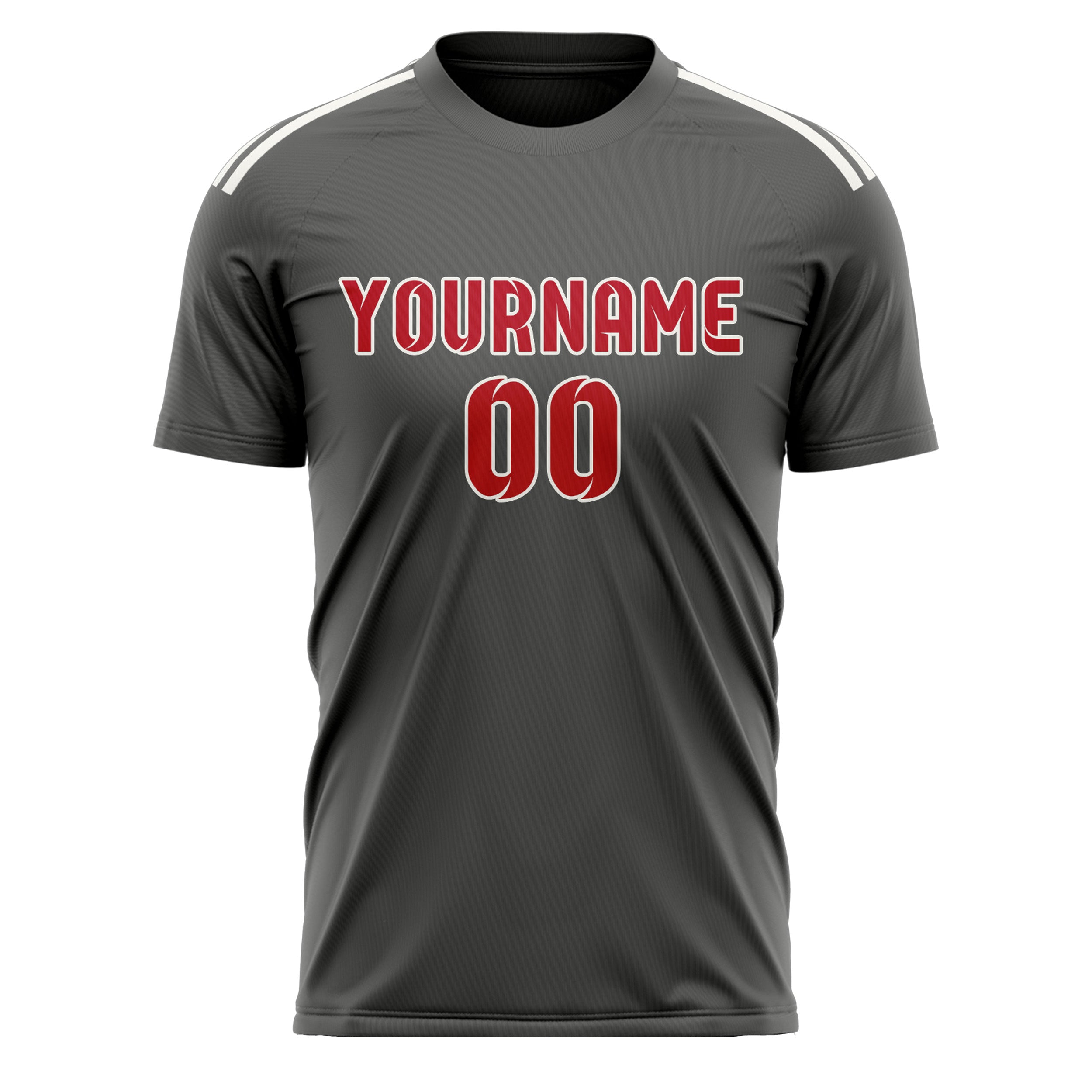 Custom Dark Grey Red Soccer Jersey