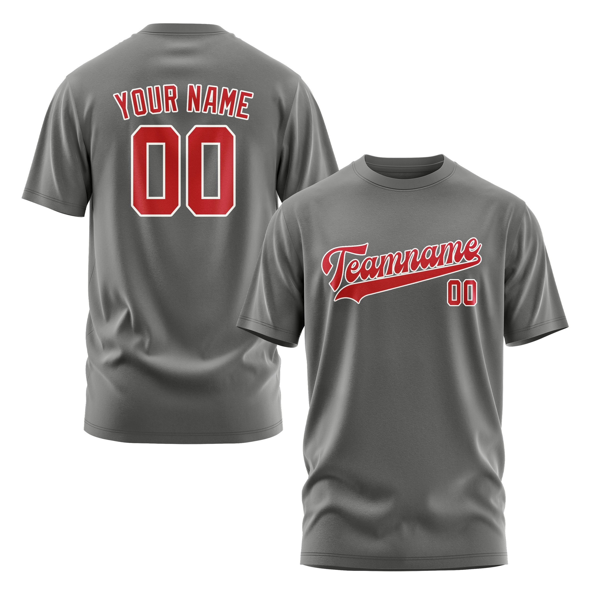 Custom Dark Grey Red T-Shirt