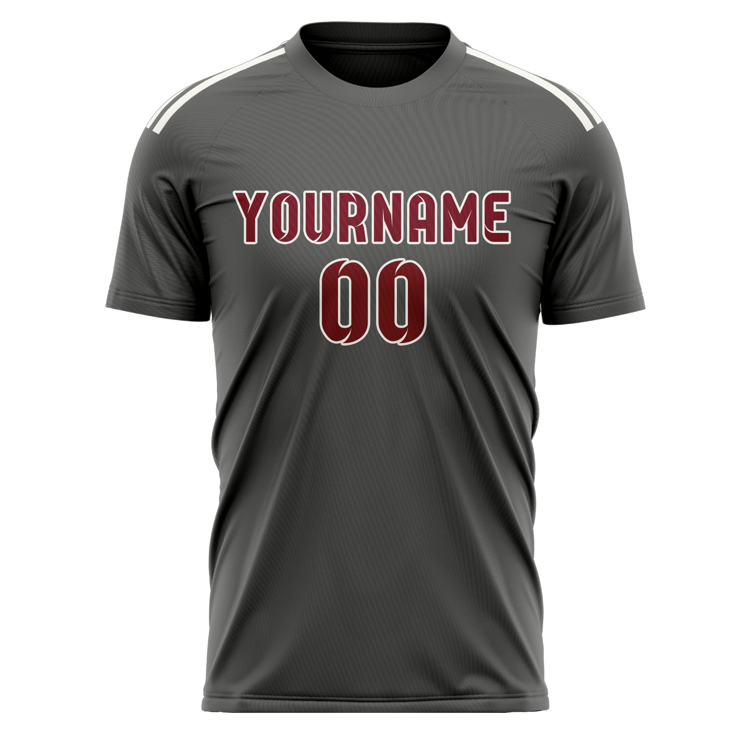 Custom Dark Grey Crimson Red Soccer Jersey
