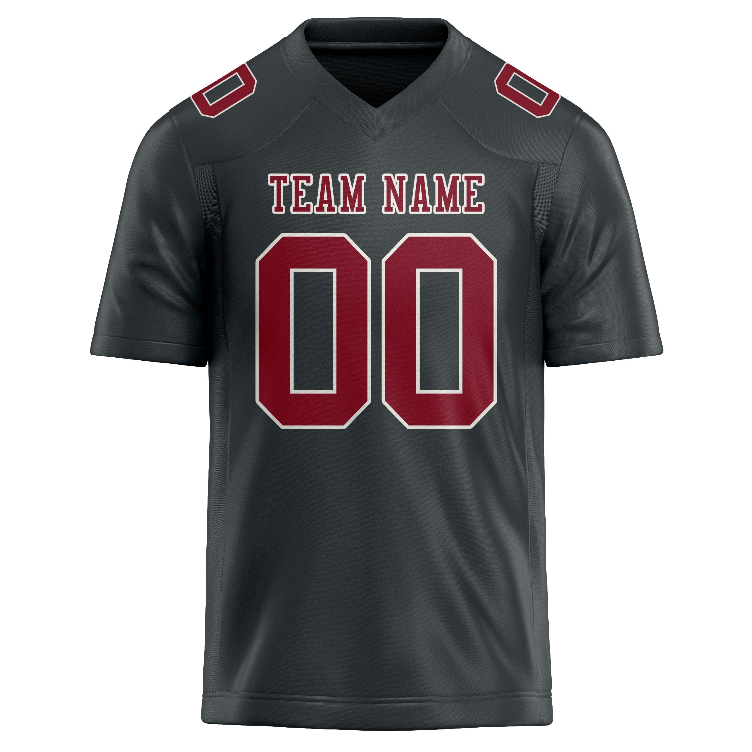 Custom Dark Grey Crimson Red Football Jersey