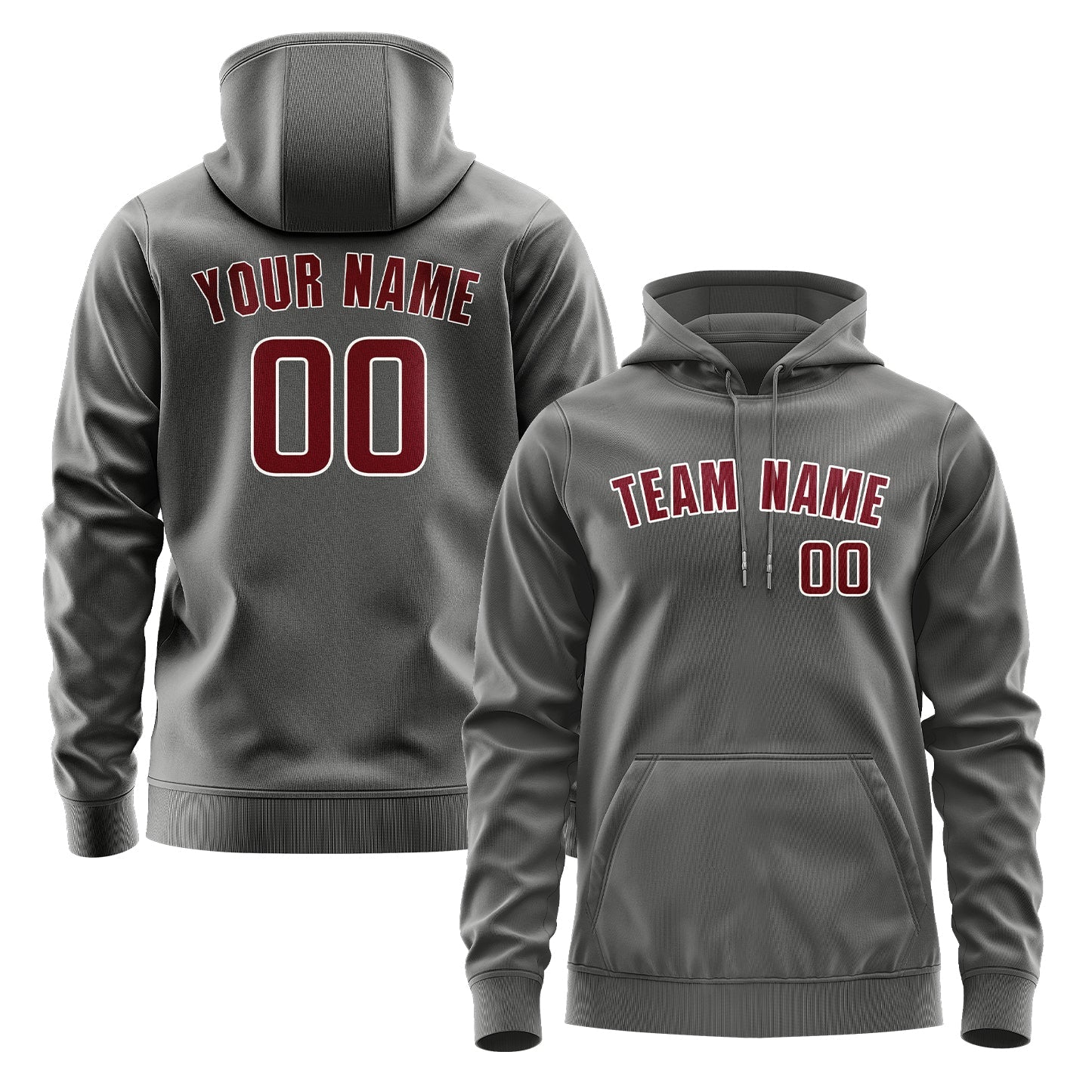 Custom Dark Grey Crimson Red Hoodie