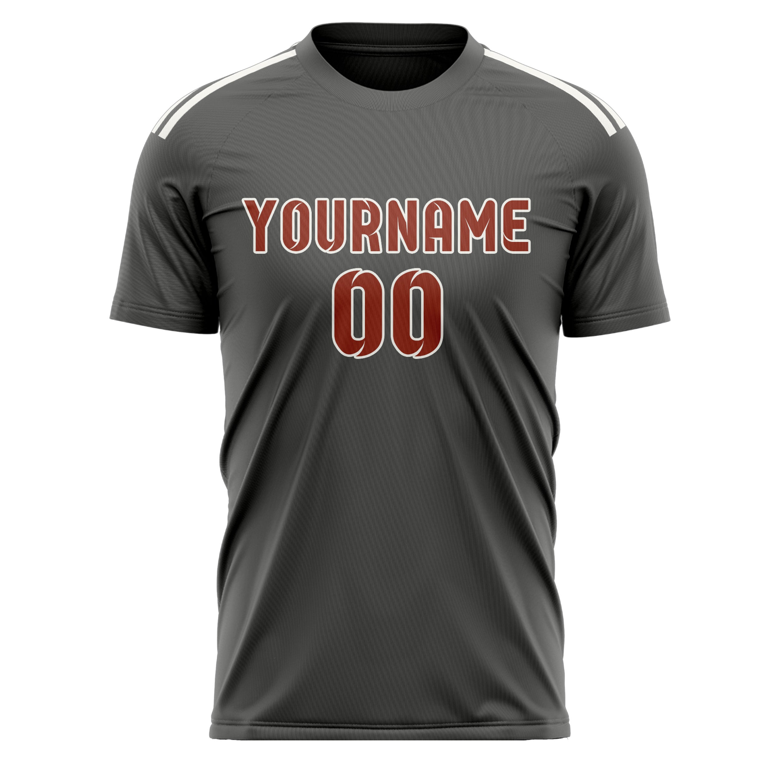 Custom Dark Grey Coral Red Soccer Jersey