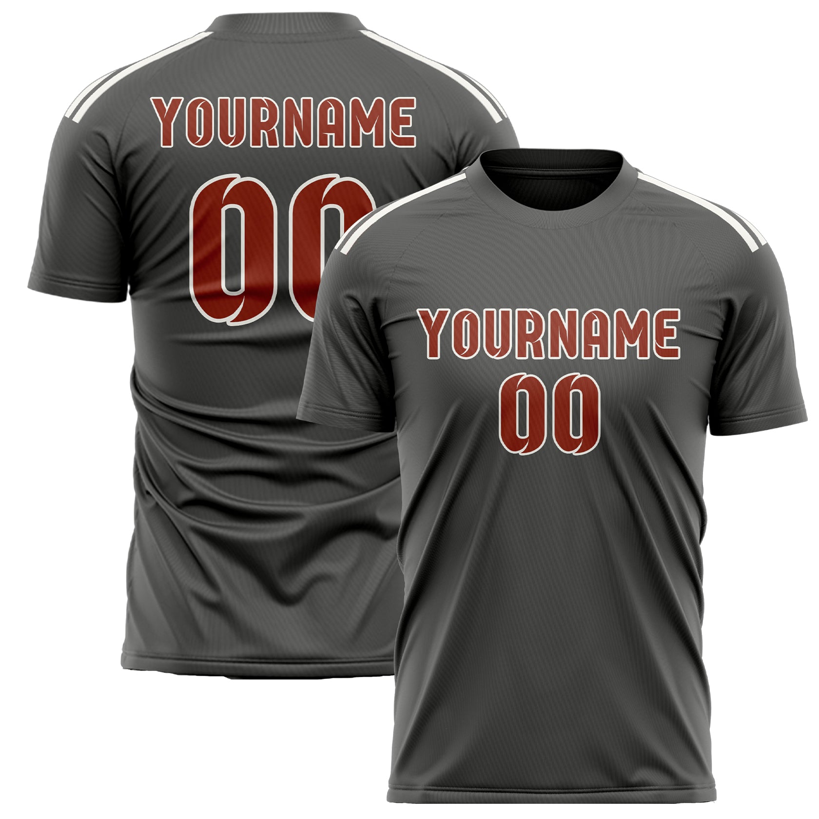 Custom Dark Grey Coral Red Soccer Jersey