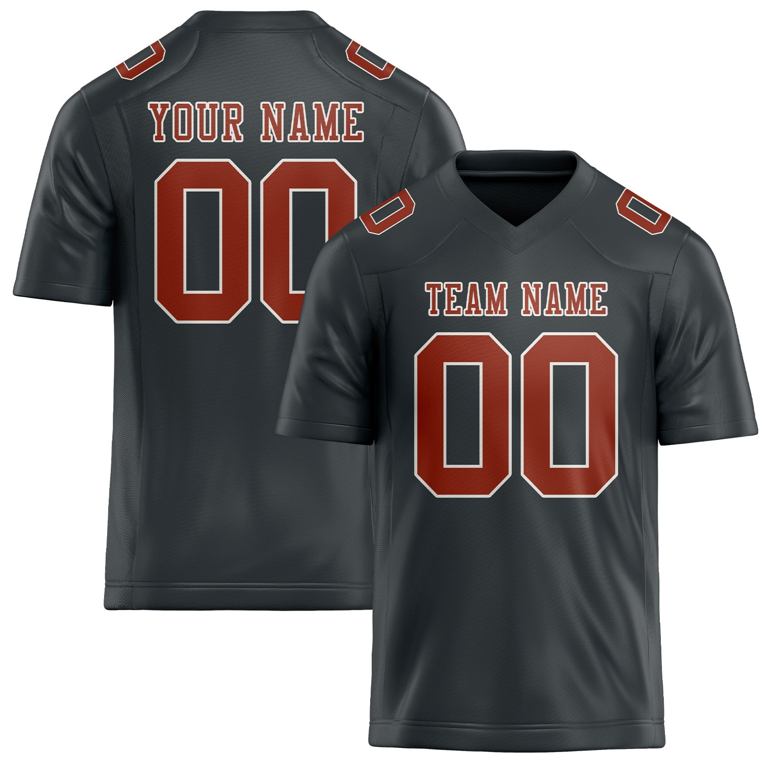 Custom Dark Grey Coral Red Football Jersey