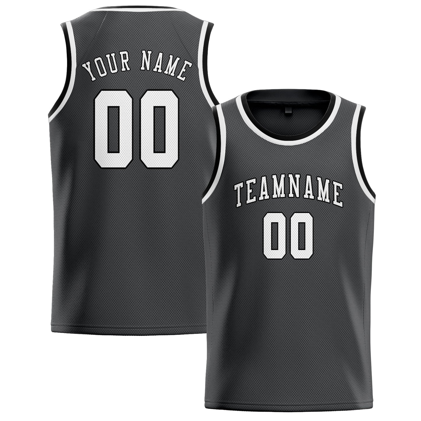 Custom Dark Grey White Basketball Jersey