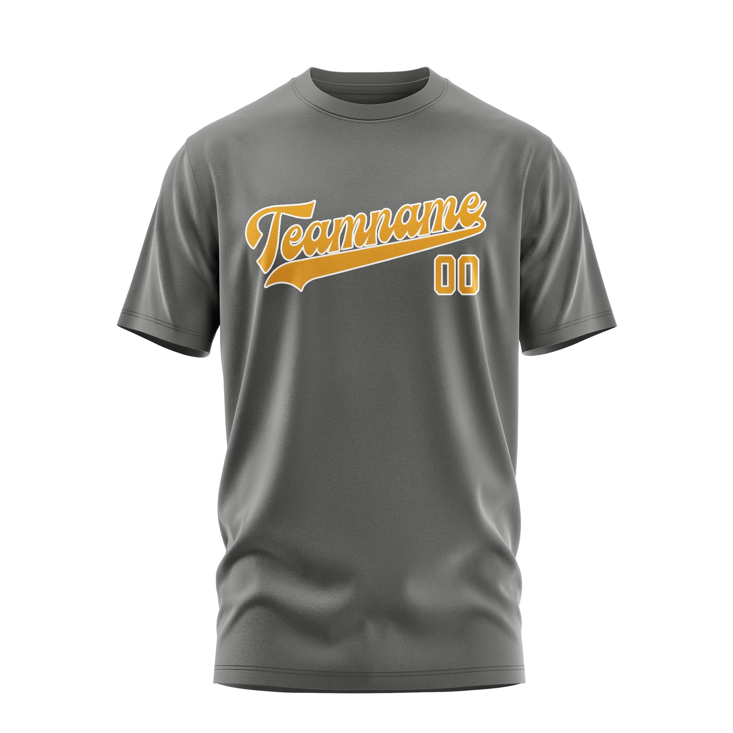 Custom Dark Grey Yellow T-Shirt