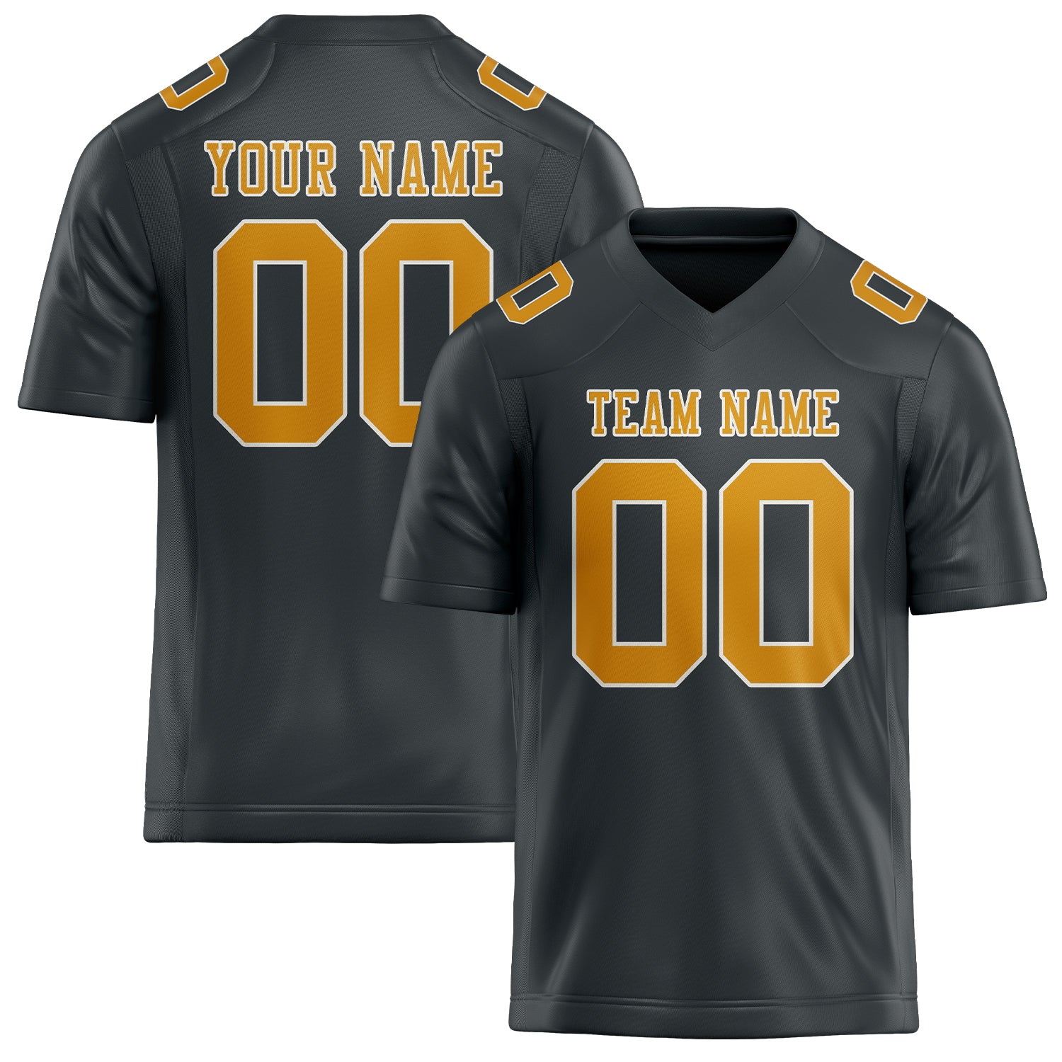 Custom Dark Grey Yellow Football Jersey