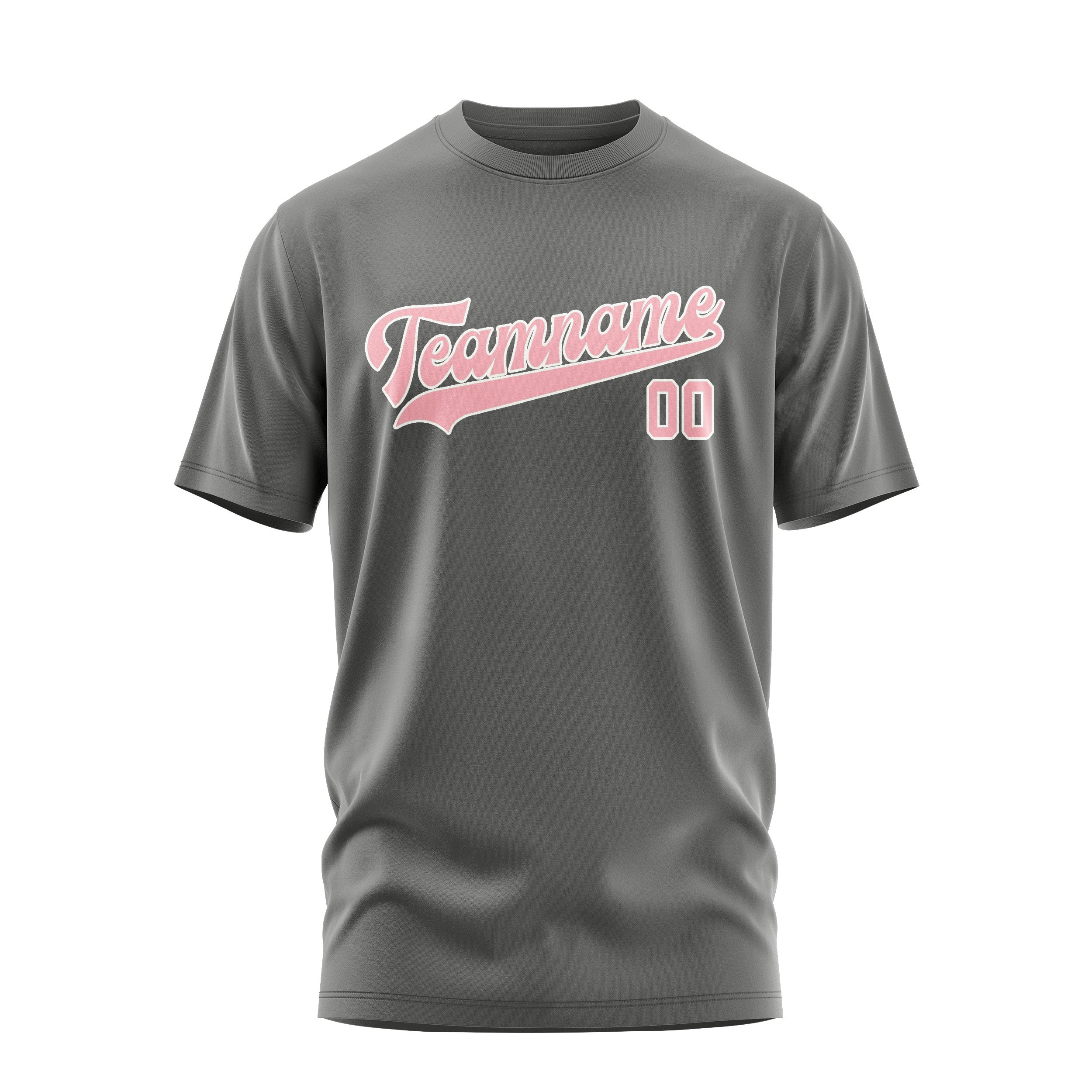Custom Dark Grey Light Pink T-Shirt