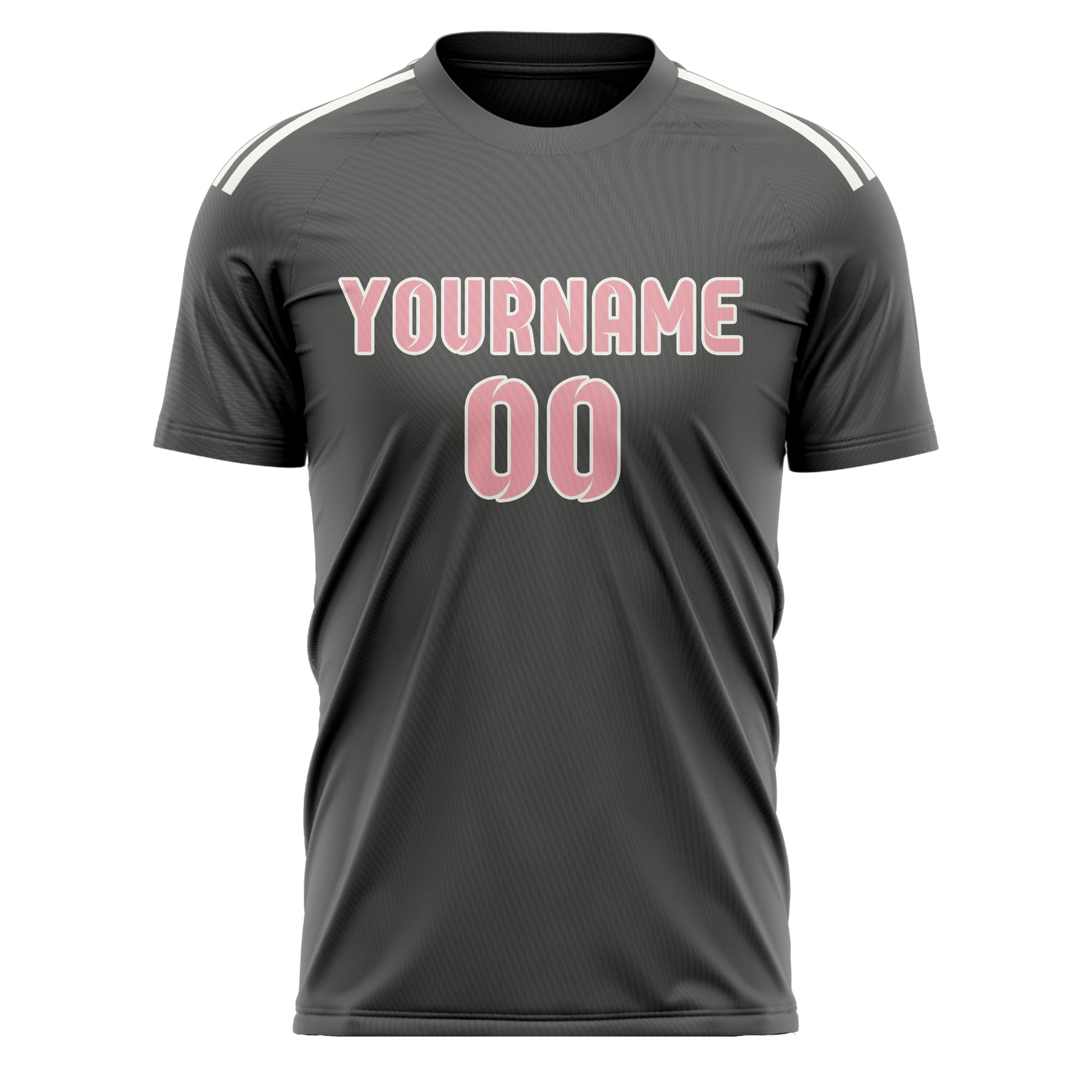Custom Dark Grey Light Pink Soccer Jersey