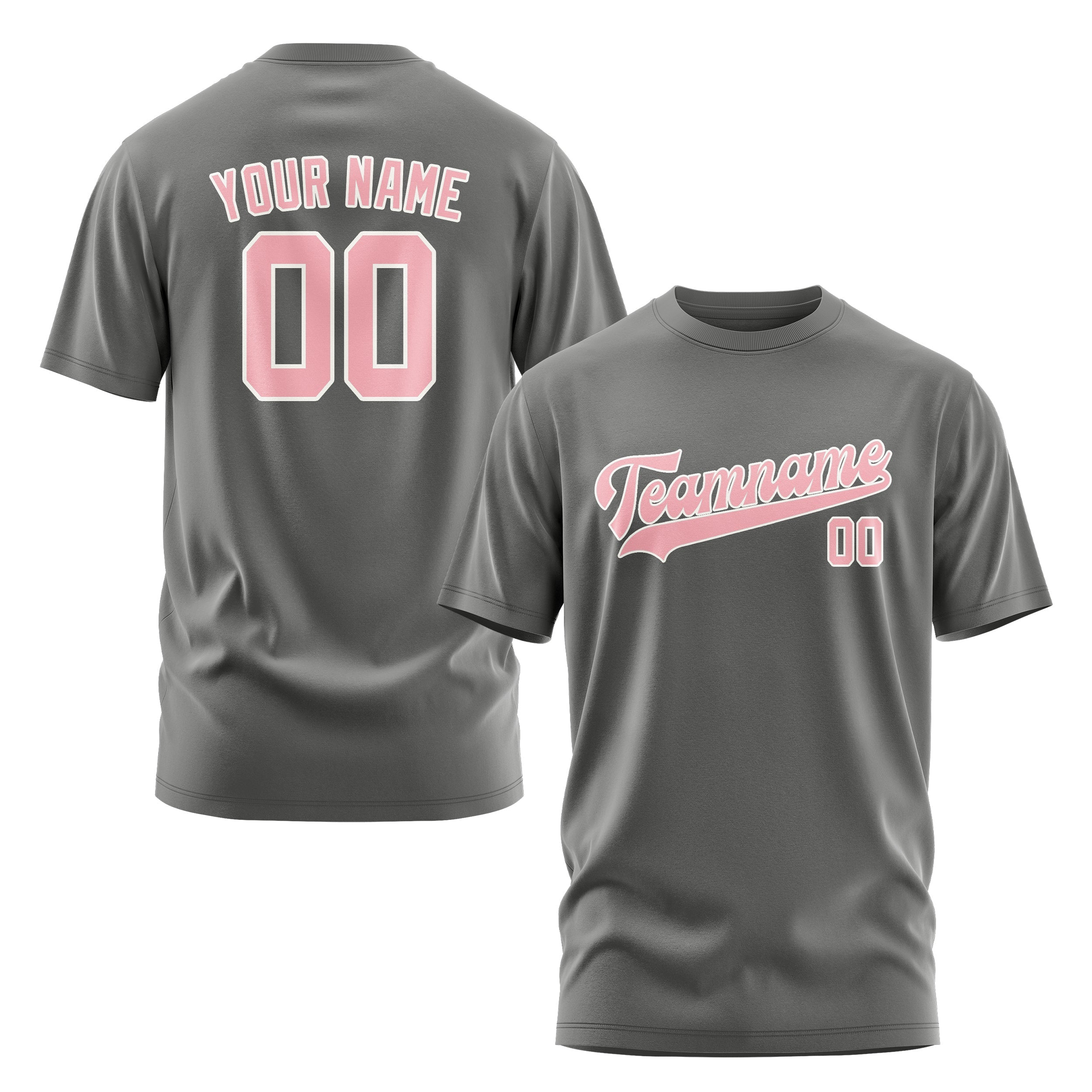 Custom Dark Grey Light Pink T-Shirt