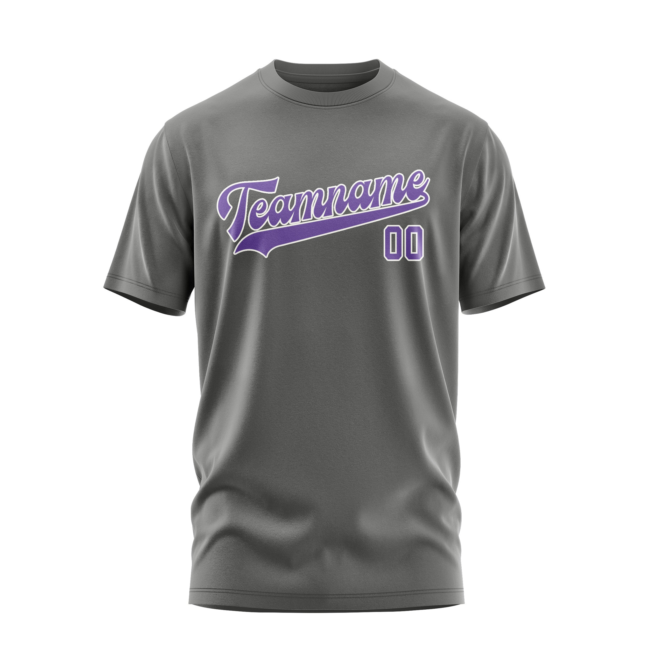Custom Dark Grey Light Purple T-Shirt